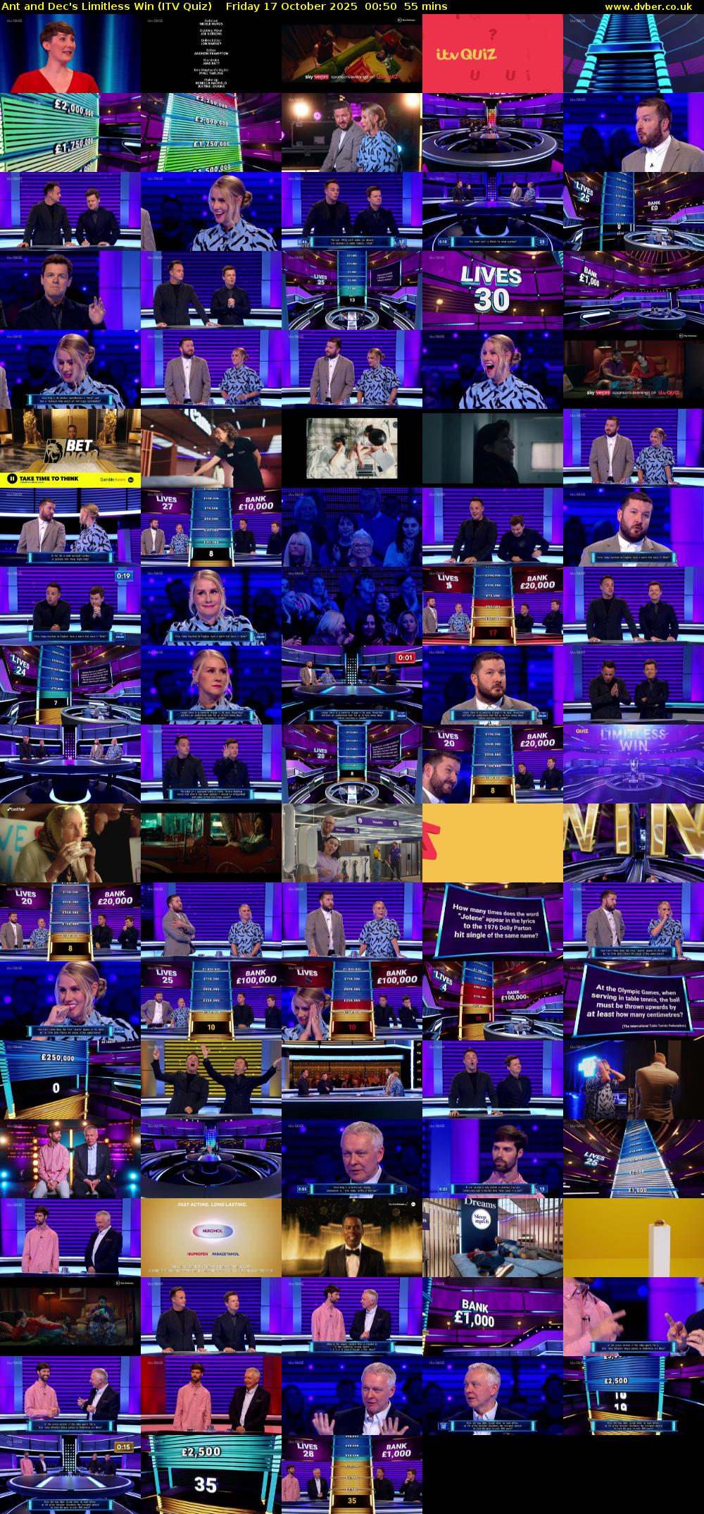 Ant and Dec's Limitless Win (ITV Quiz) Friday 17 October 2025 00:50 - 01:45