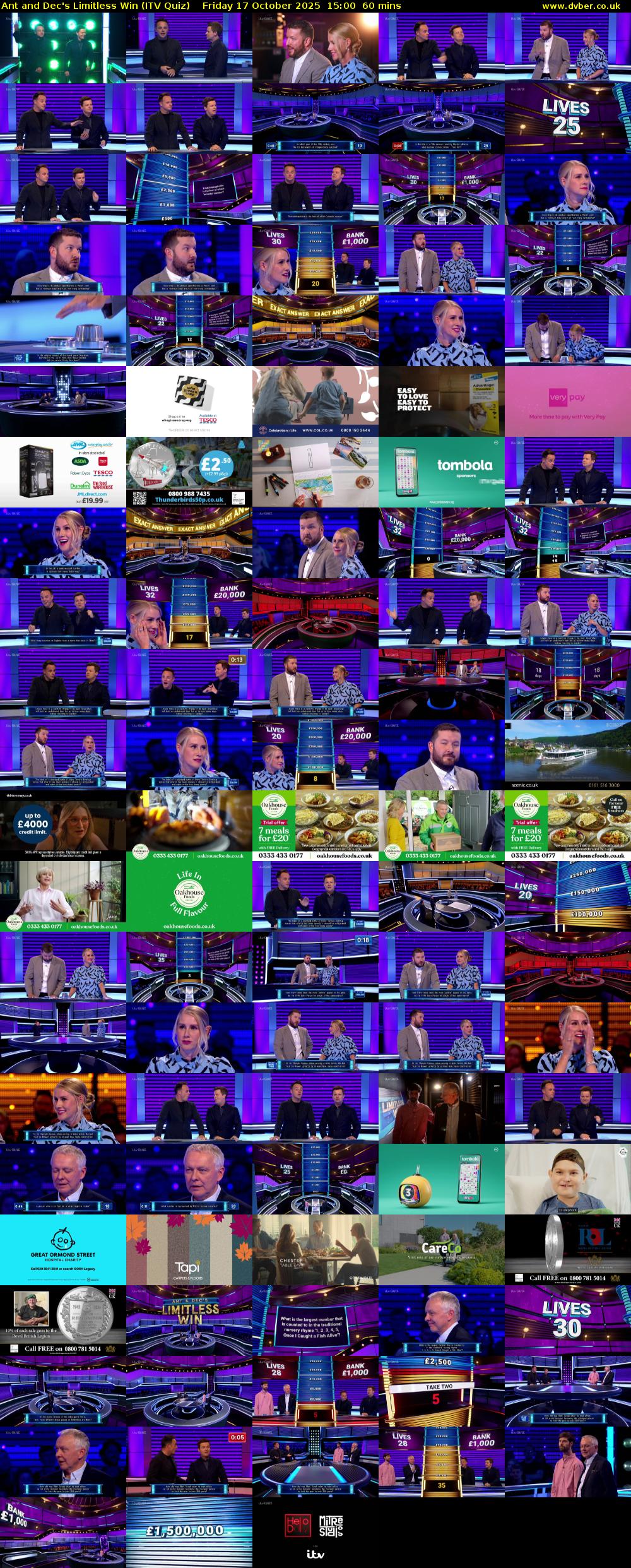 Ant and Dec's Limitless Win (ITV Quiz) Friday 17 October 2025 15:00 - 16:00