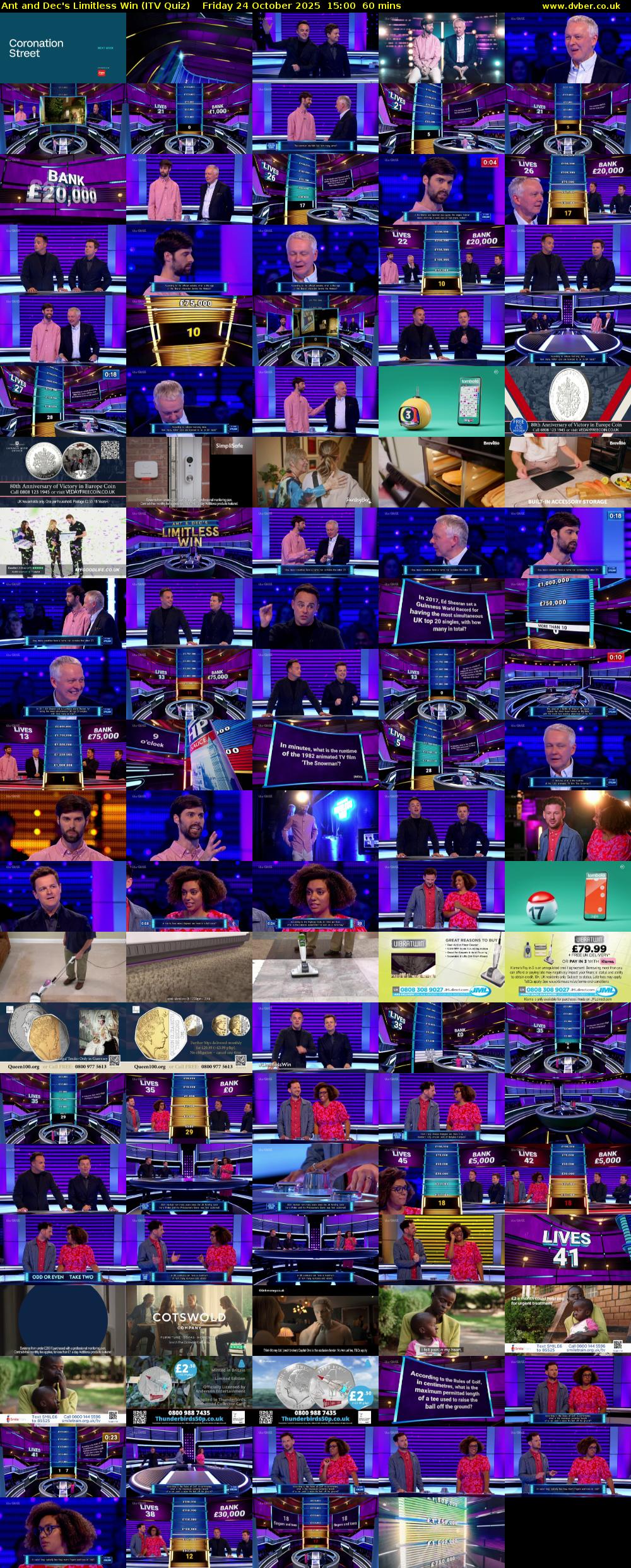 Ant and Dec's Limitless Win (ITV Quiz) Friday 24 October 2025 15:00 - 16:00