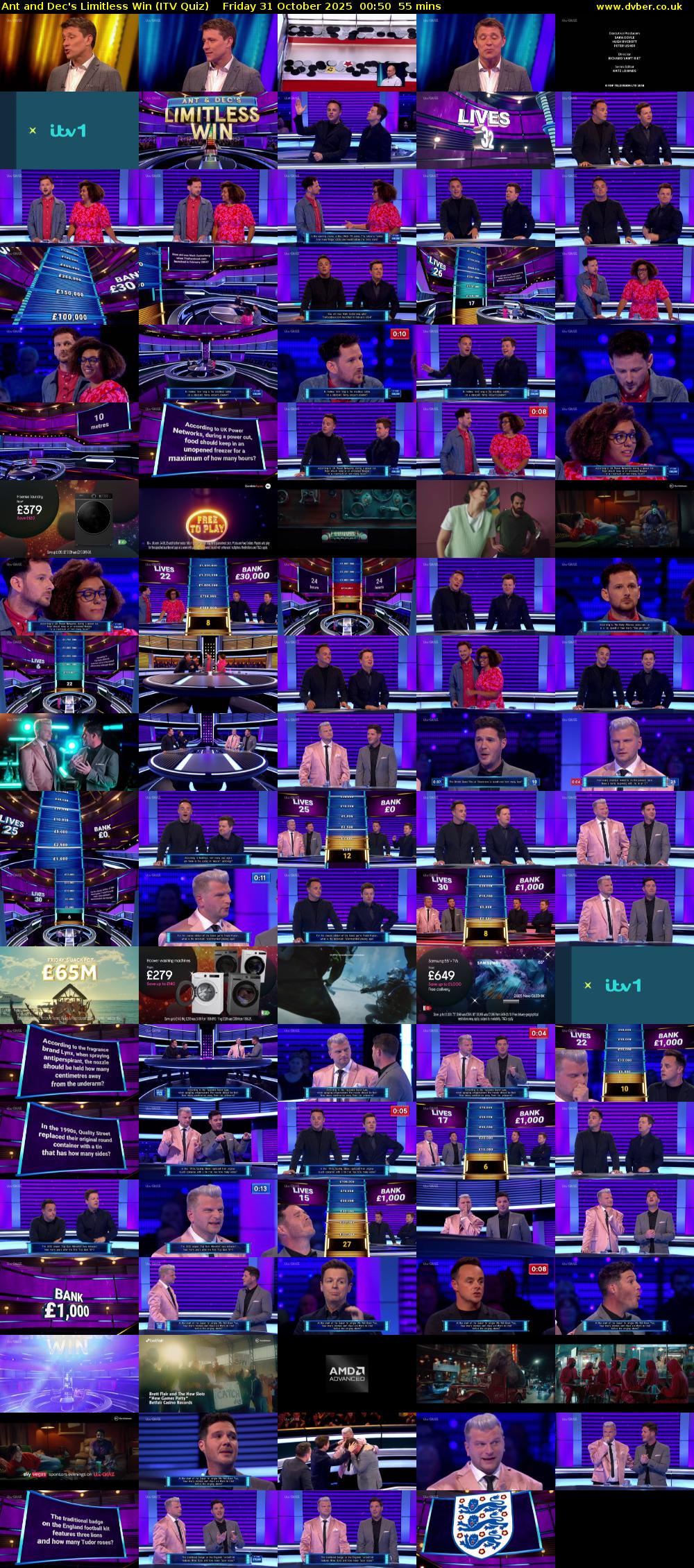 Ant and Dec's Limitless Win (ITV Quiz) Friday 31 October 2025 00:50 - 01:45