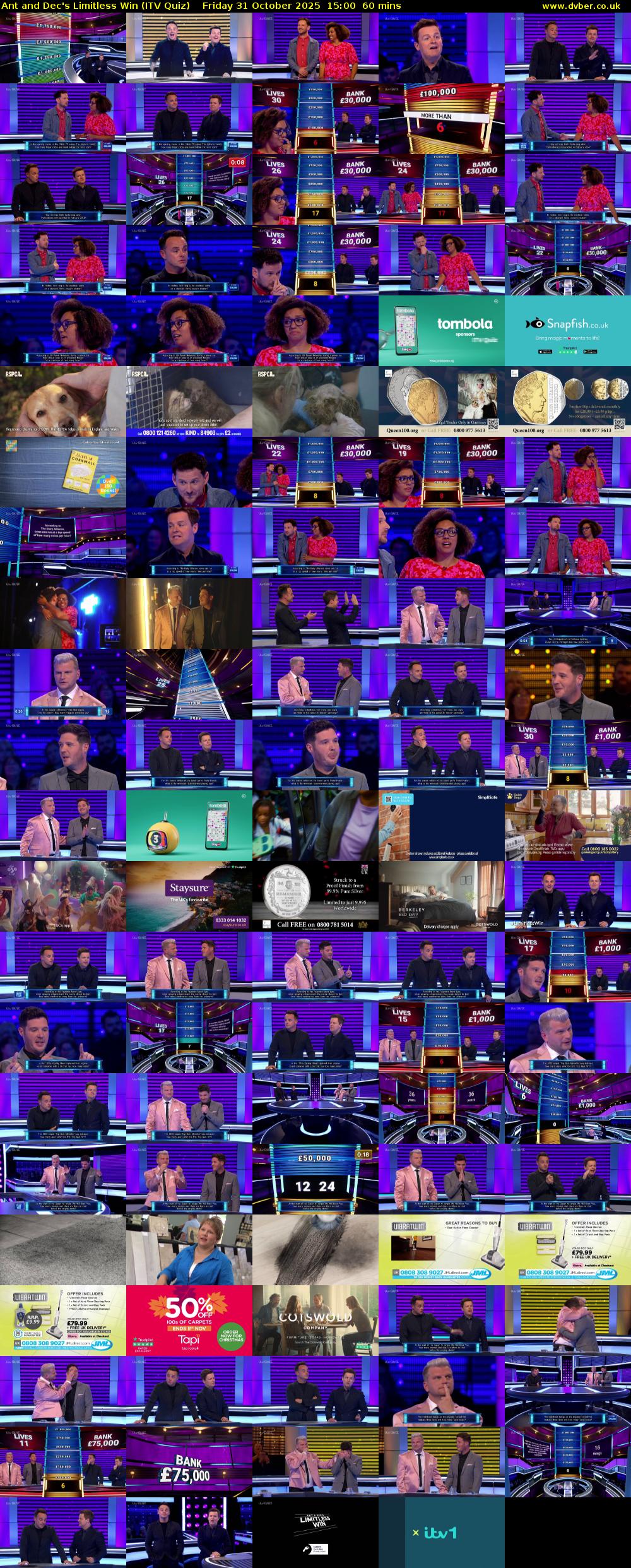 Ant and Dec's Limitless Win (ITV Quiz) Friday 31 October 2025 15:00 - 16:00
