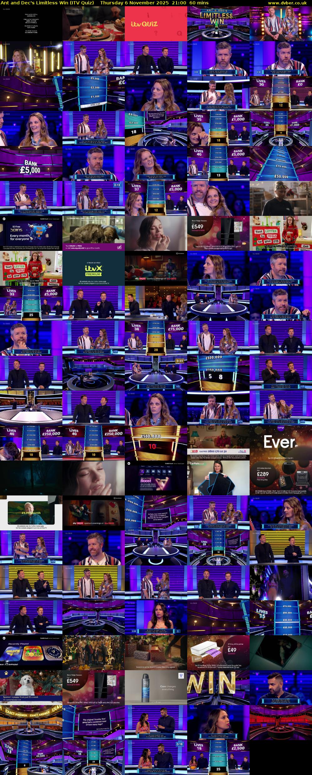 Ant and Dec's Limitless Win (ITV Quiz) Thursday 6 November 2025 21:00 - 22:00