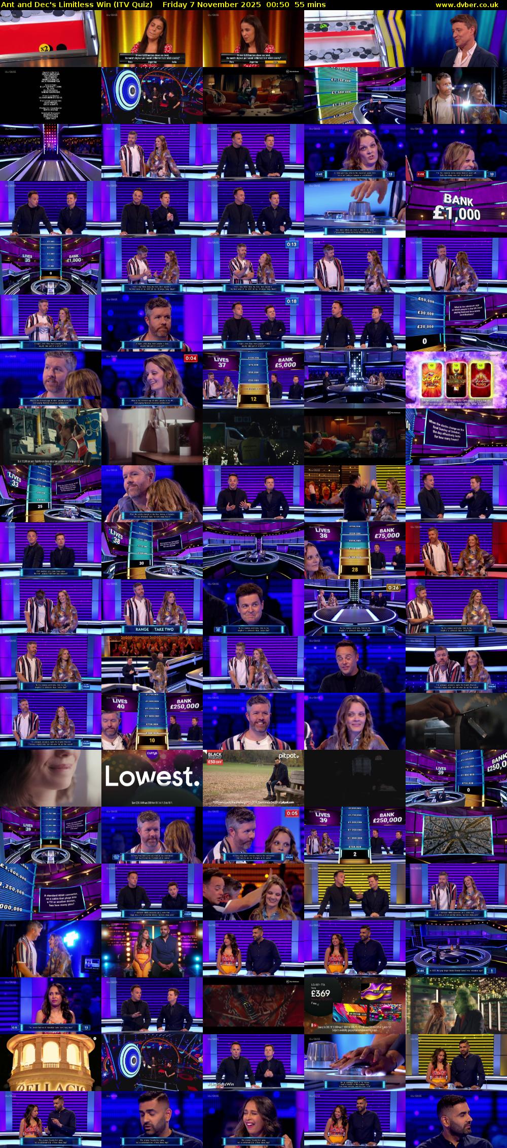 Ant and Dec's Limitless Win (ITV Quiz) Friday 7 November 2025 00:50 - 01:45