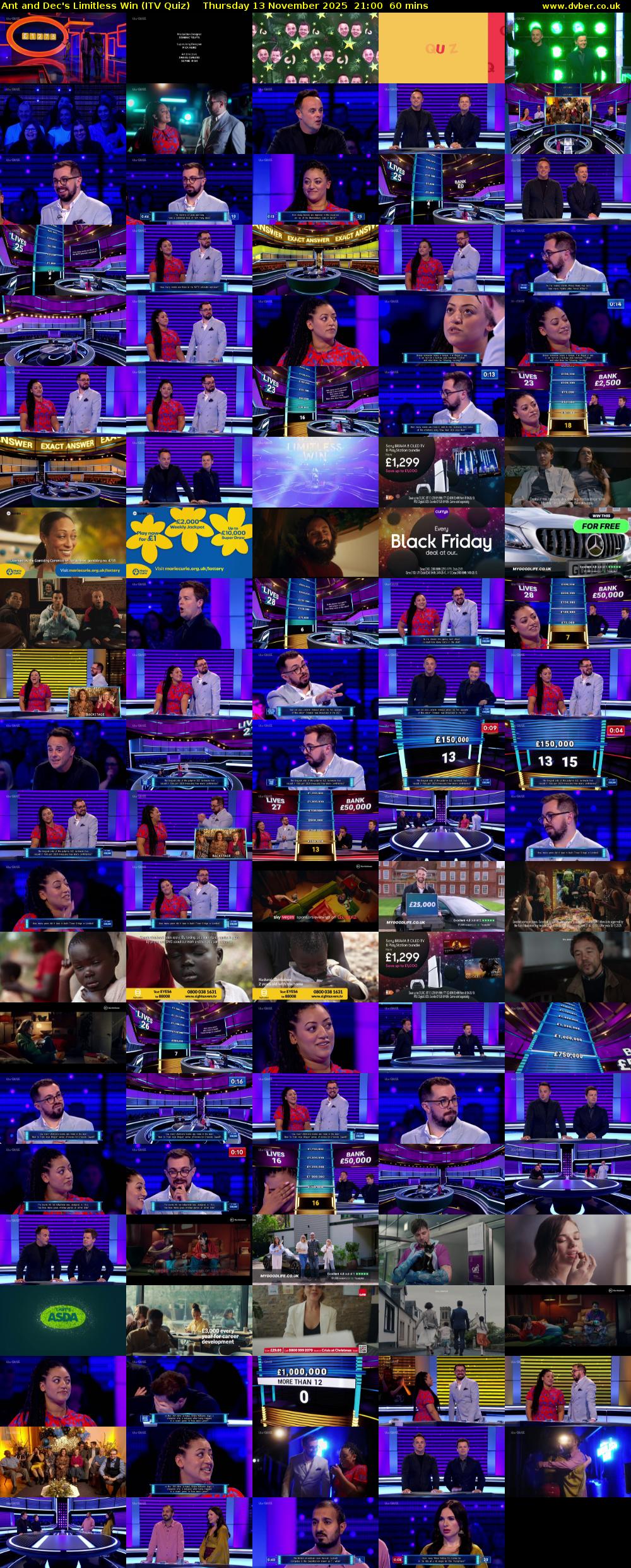 Ant and Dec's Limitless Win (ITV Quiz) Thursday 13 November 2025 21:00 - 22:00