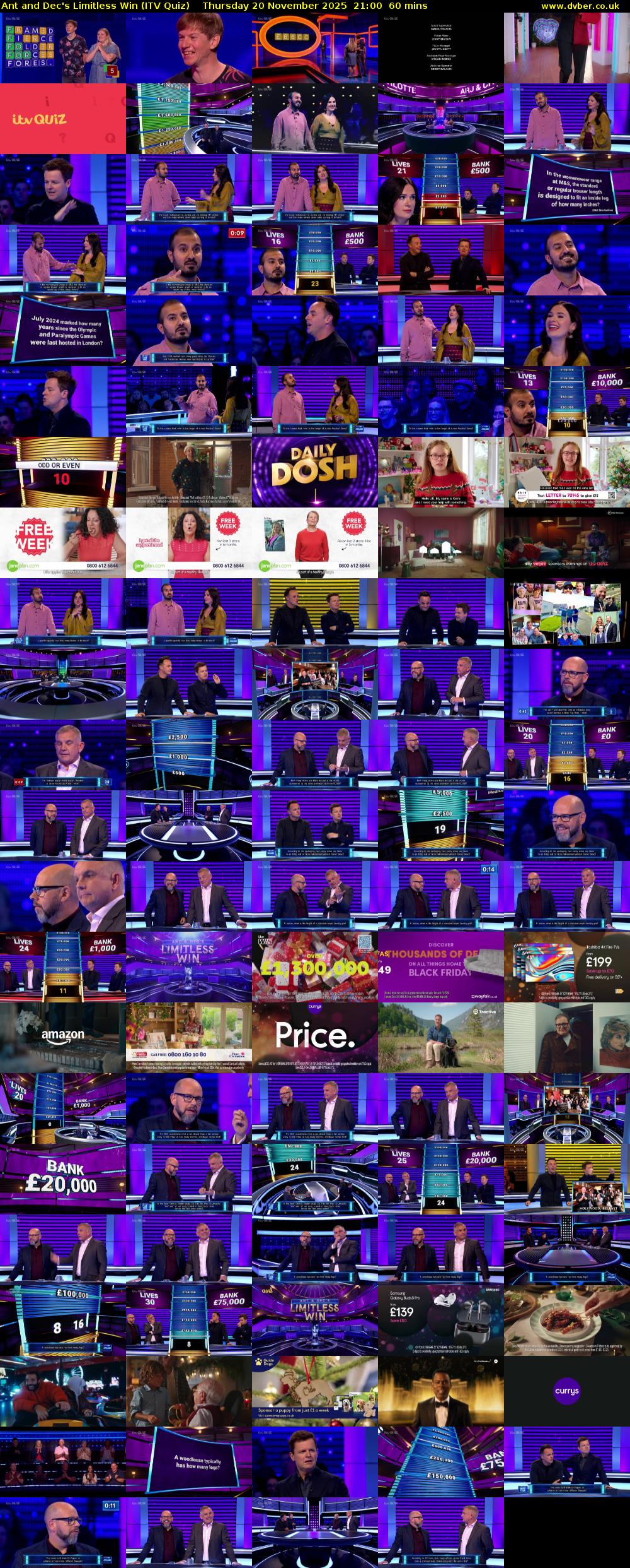 Ant and Dec's Limitless Win (ITV Quiz) Thursday 20 November 2025 21:00 - 22:00