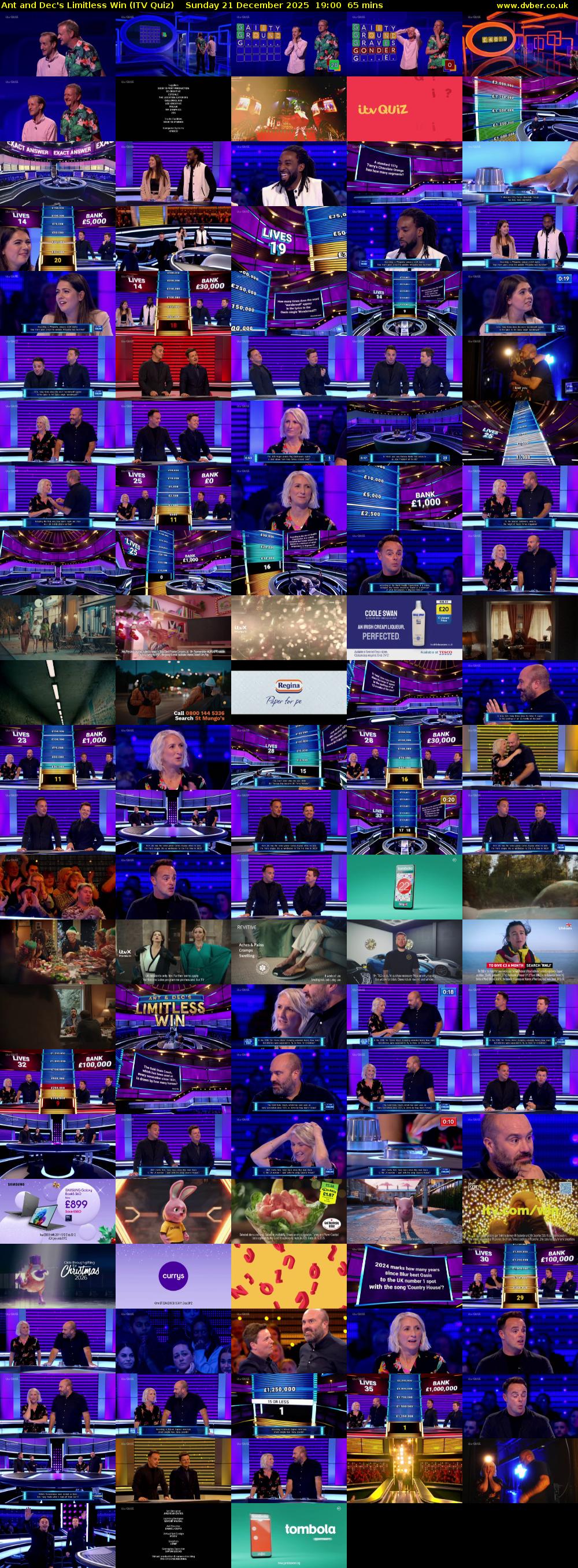 Ant and Dec's Limitless Win (ITV Quiz) Sunday 21 December 2025 19:00 - 20:05