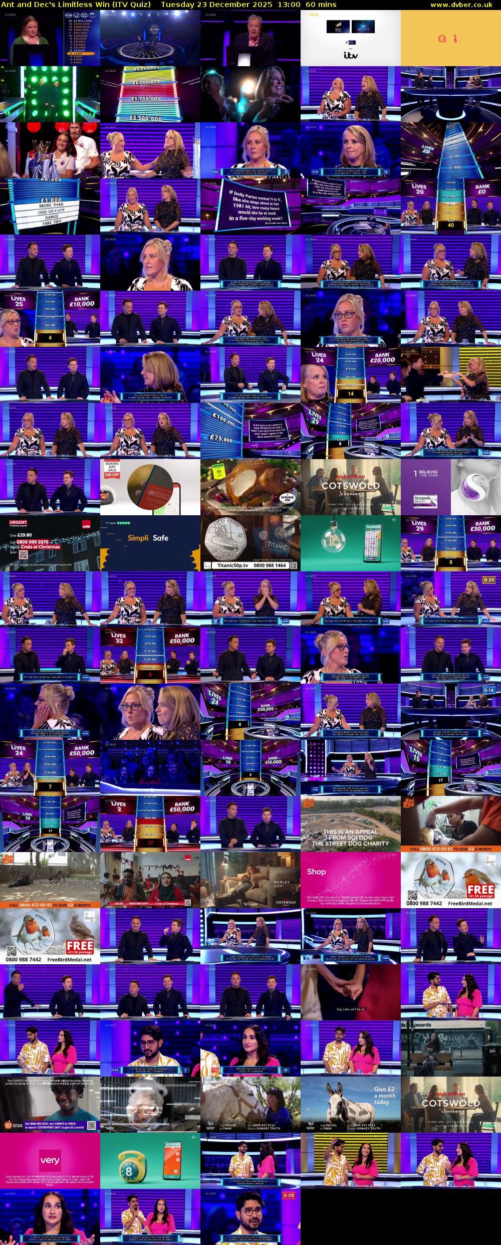 Ant and Dec's Limitless Win (ITV Quiz) Tuesday 23 December 2025 13:00 - 14:00
