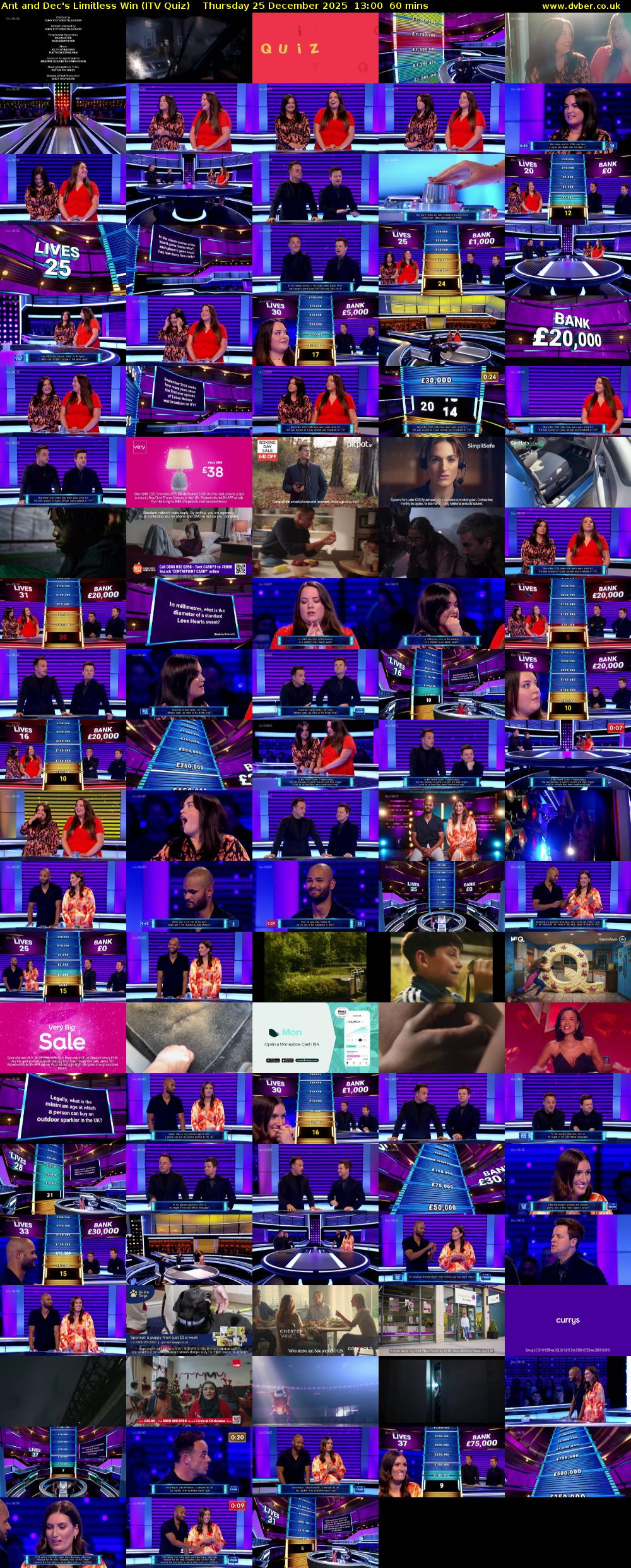 Ant and Dec's Limitless Win (ITV Quiz) Thursday 25 December 2025 13:00 - 14:00