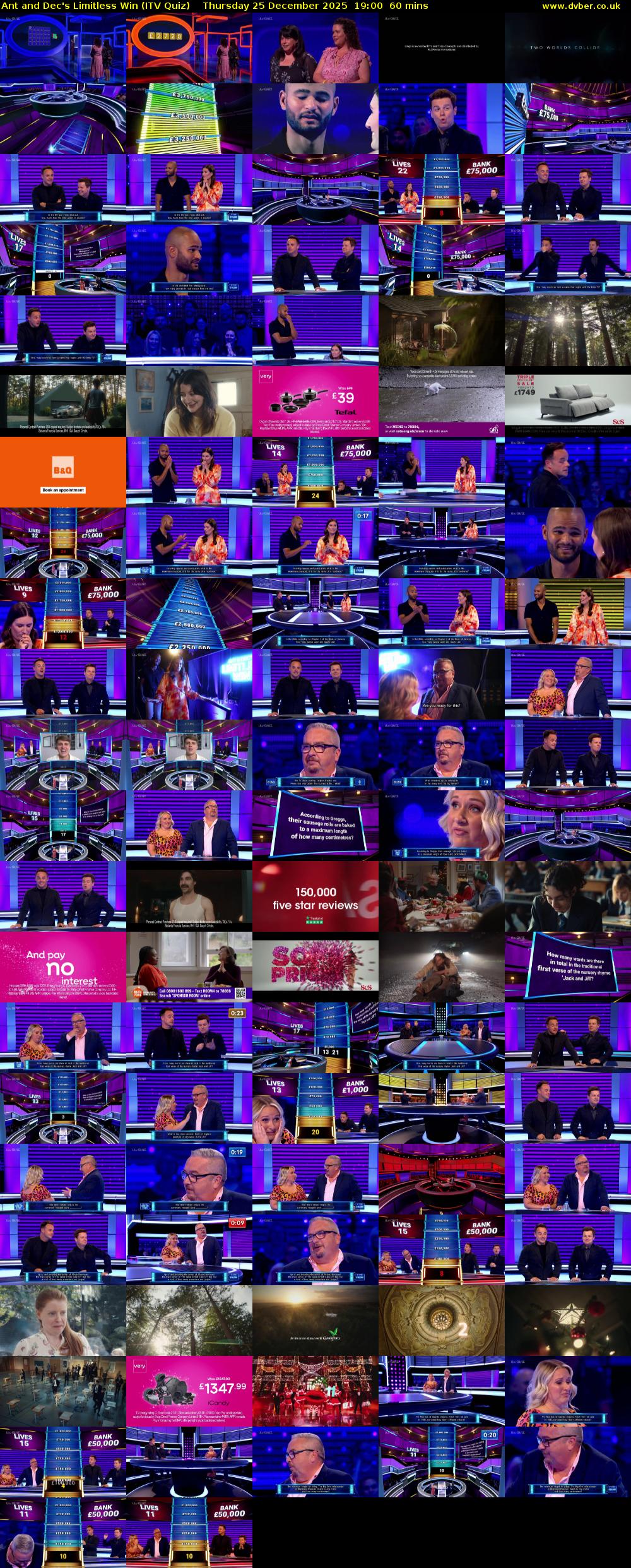 Ant and Dec's Limitless Win (ITV Quiz) Thursday 25 December 2025 19:00 - 20:00