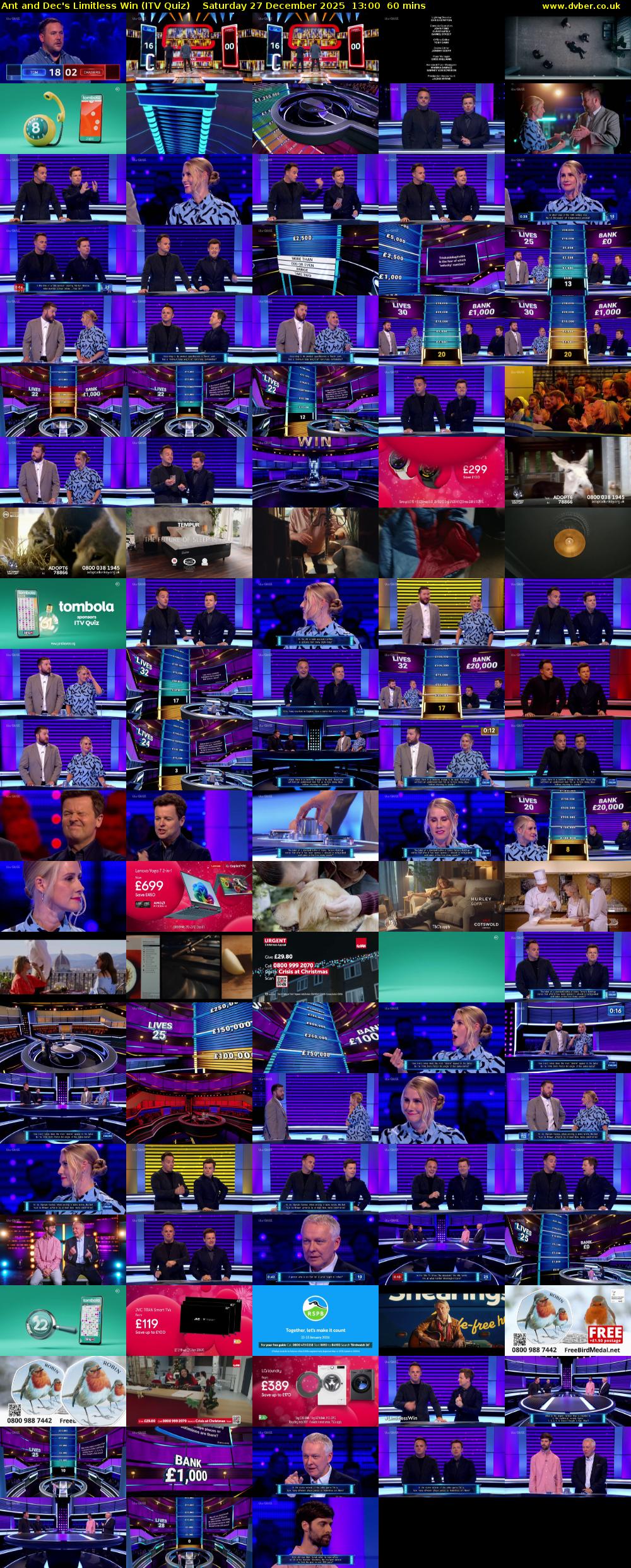 Ant and Dec's Limitless Win (ITV Quiz) Saturday 27 December 2025 13:00 - 14:00
