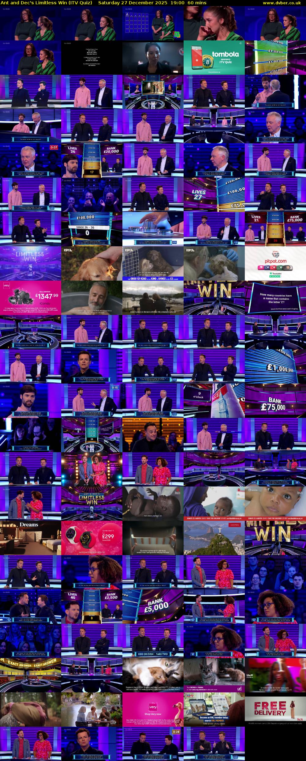 Ant and Dec's Limitless Win (ITV Quiz) Saturday 27 December 2025 19:00 - 20:00