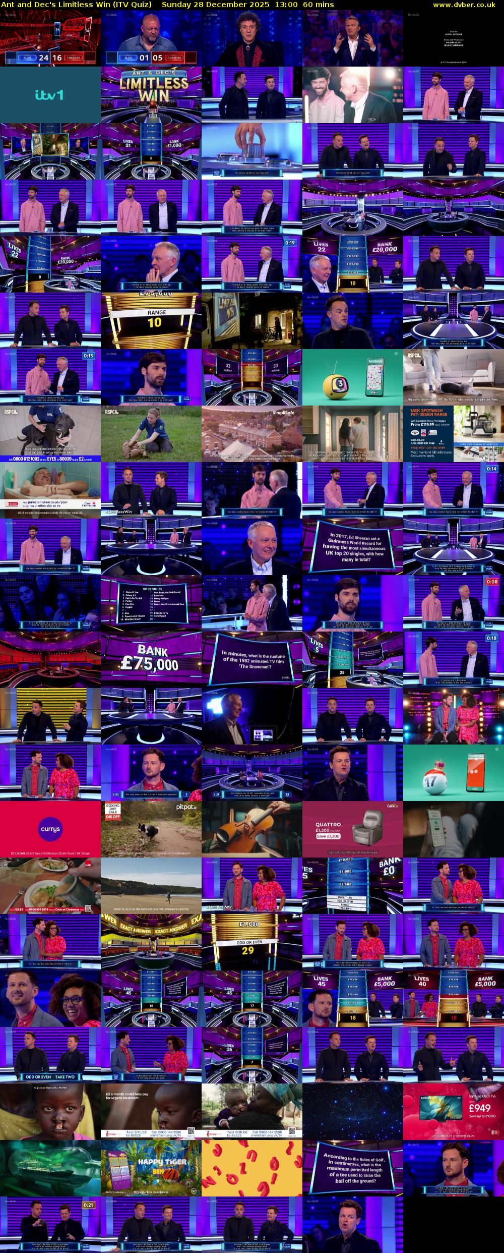 Ant and Dec's Limitless Win (ITV Quiz) Sunday 28 December 2025 13:00 - 14:00