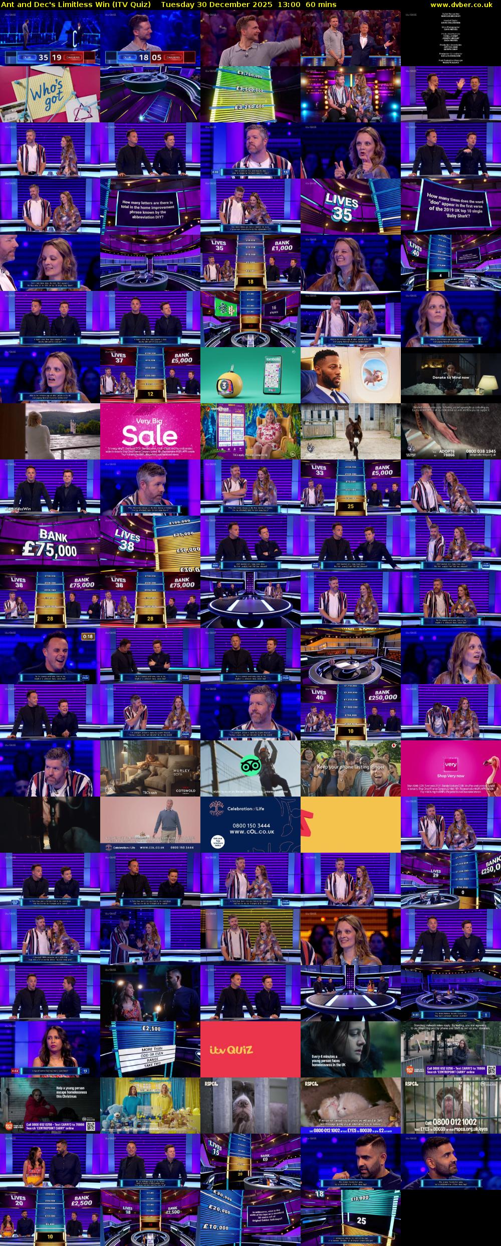 Ant and Dec's Limitless Win (ITV Quiz) Tuesday 30 December 2025 13:00 - 14:00