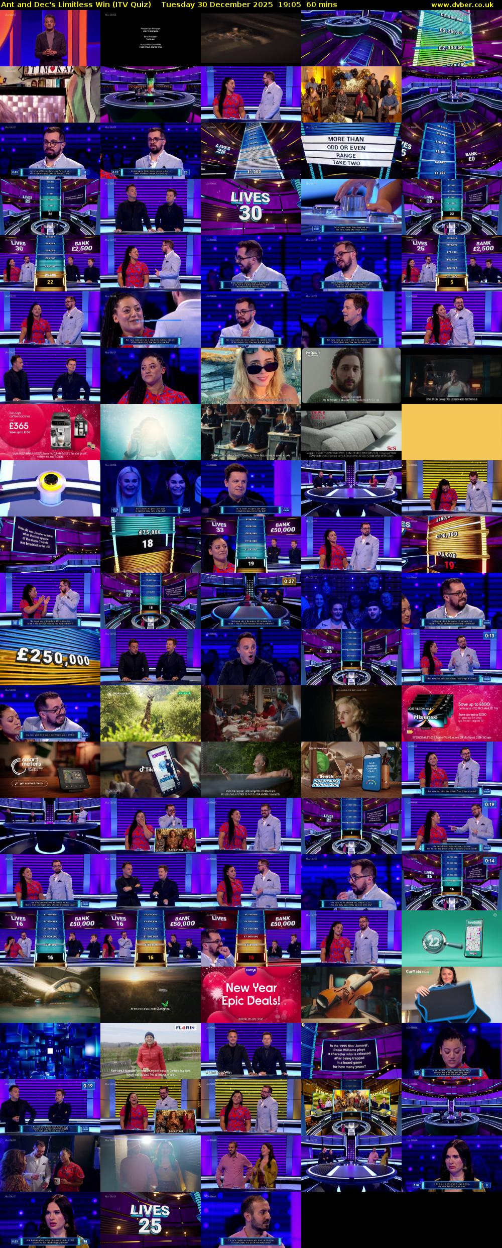 Ant and Dec's Limitless Win (ITV Quiz) Tuesday 30 December 2025 19:05 - 20:05