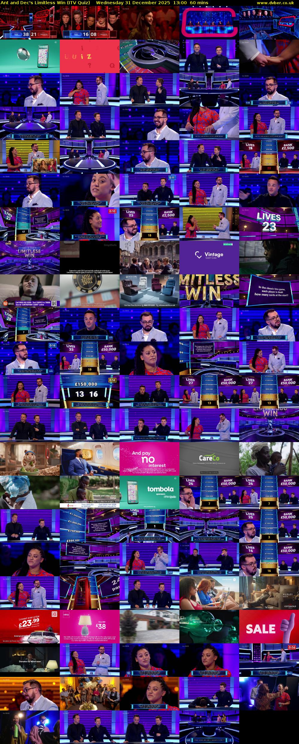 Ant and Dec's Limitless Win (ITV Quiz) Wednesday 31 December 2025 13:00 - 14:00