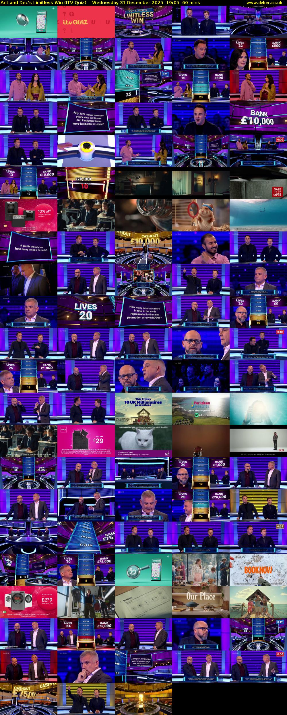 Ant and Dec's Limitless Win (ITV Quiz) Wednesday 31 December 2025 19:05 - 20:05