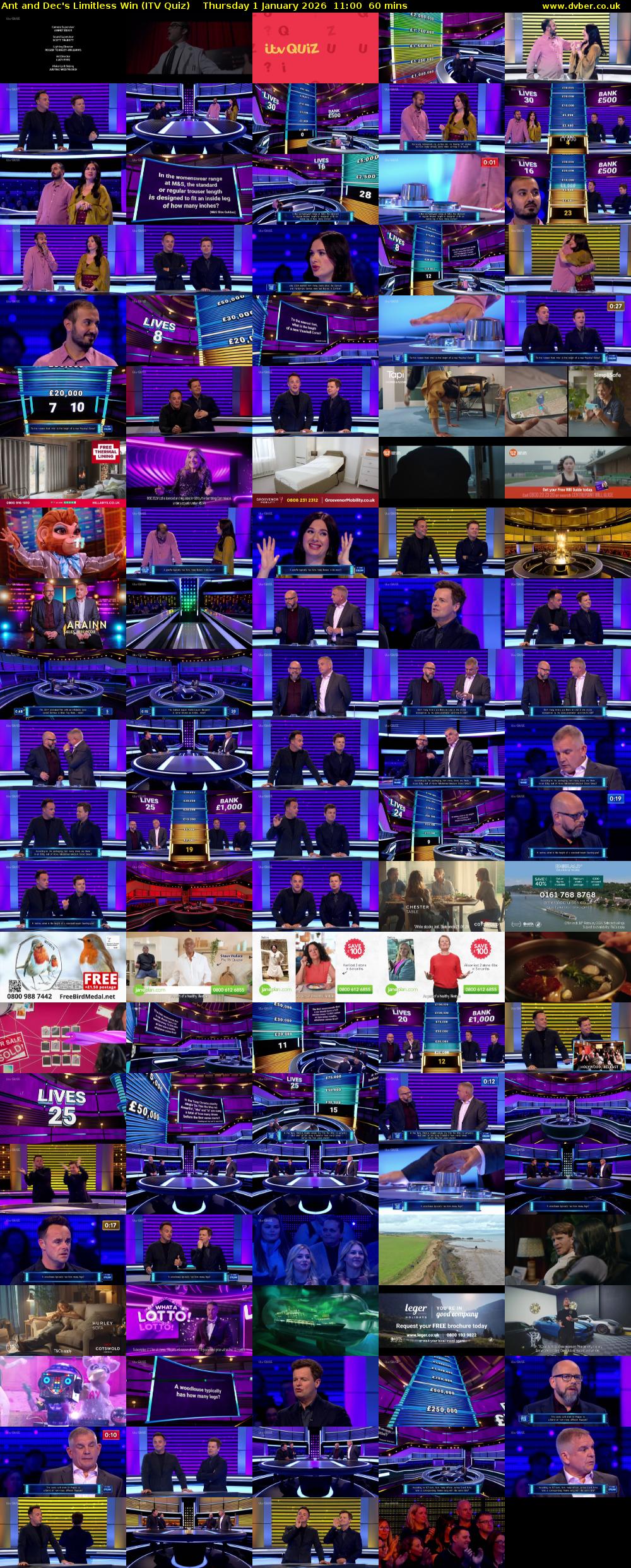 Ant and Dec's Limitless Win (ITV Quiz) Thursday 1 January 2026 11:00 - 12:00