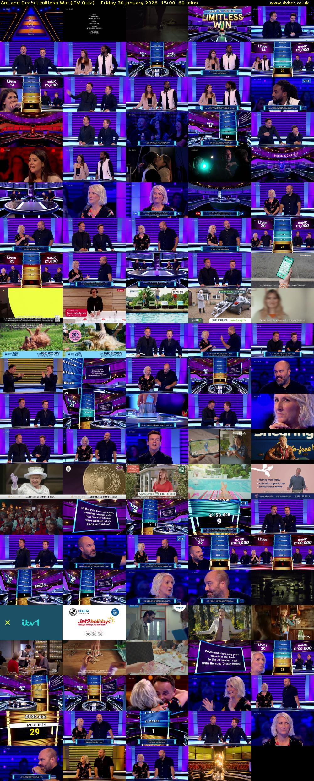 Ant and Dec's Limitless Win (ITV Quiz) Friday 30 January 2026 15:00 - 16:00