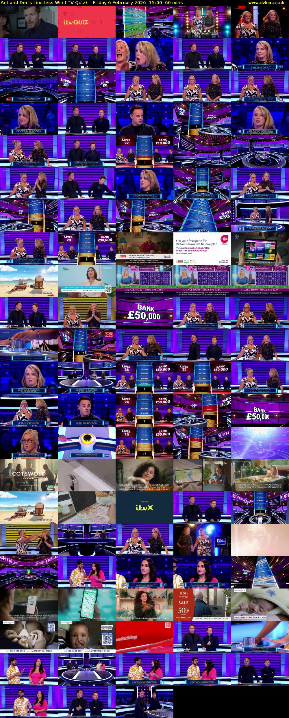 Ant and Dec's Limitless Win (ITV Quiz) Friday 6 February 2026 15:00 - 16:00