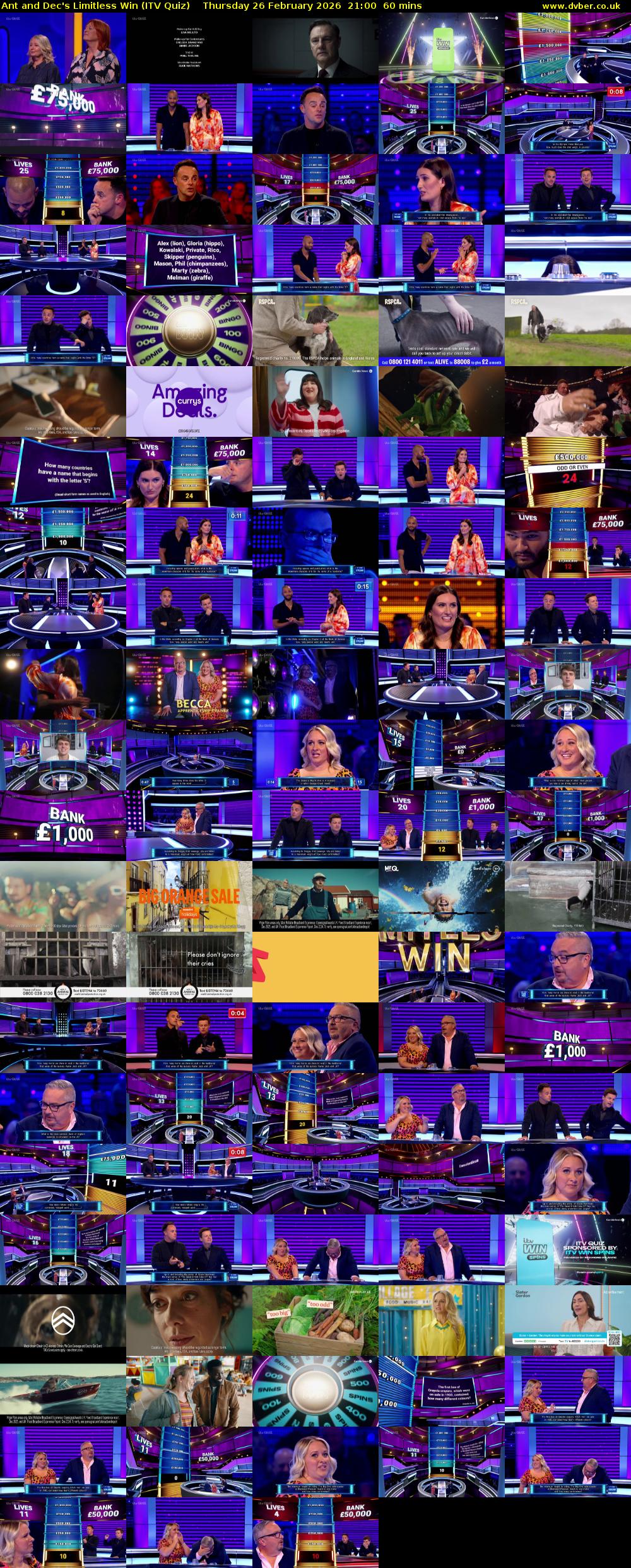 Ant and Dec's Limitless Win (ITV Quiz) Thursday 26 February 2026 21:00 - 22:00
