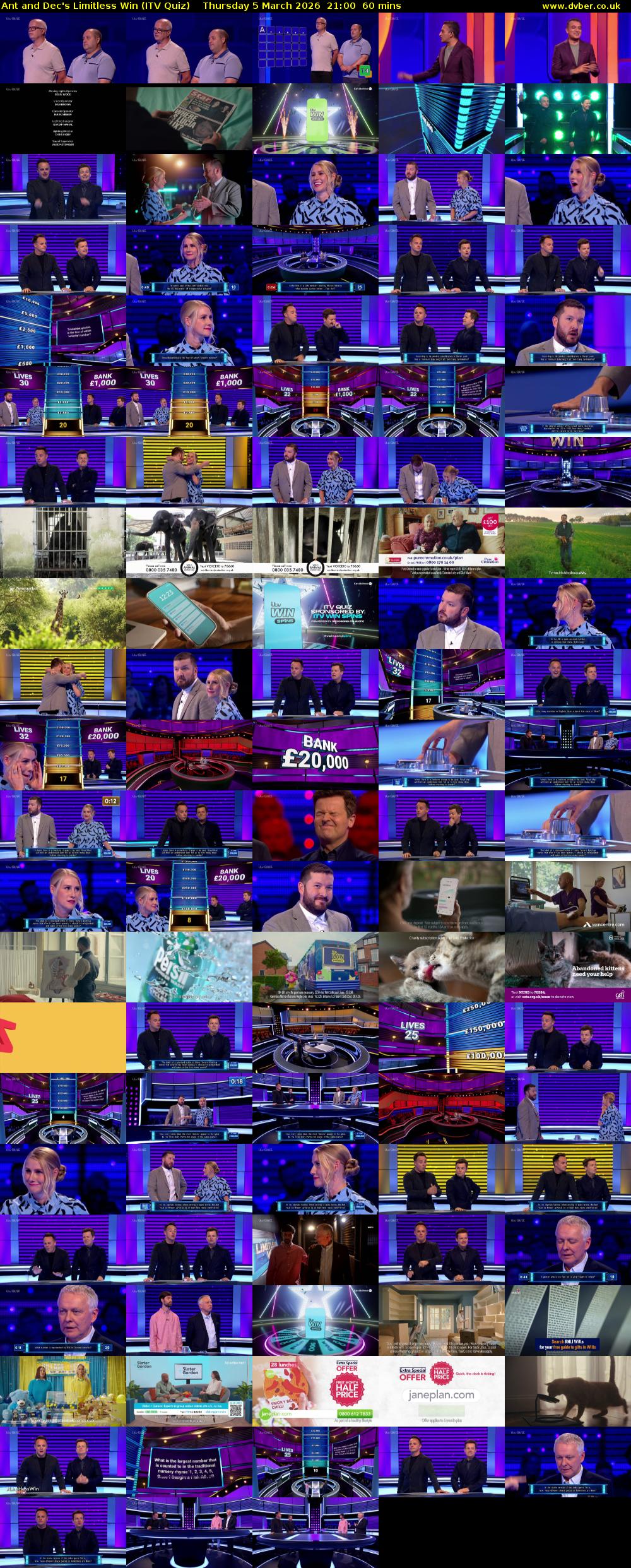 Ant and Dec's Limitless Win (ITV Quiz) Thursday 5 March 2026 21:00 - 22:00