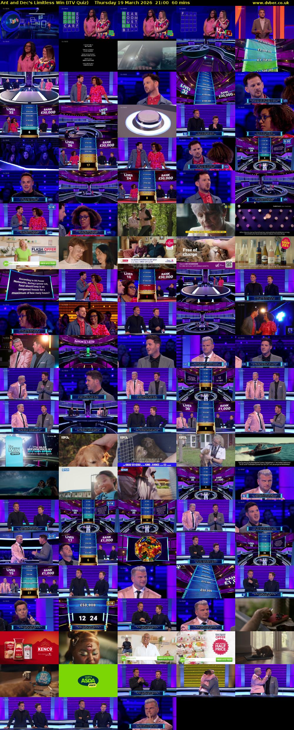 Ant and Dec's Limitless Win (ITV Quiz) Thursday 19 March 2026 21:00 - 22:00
