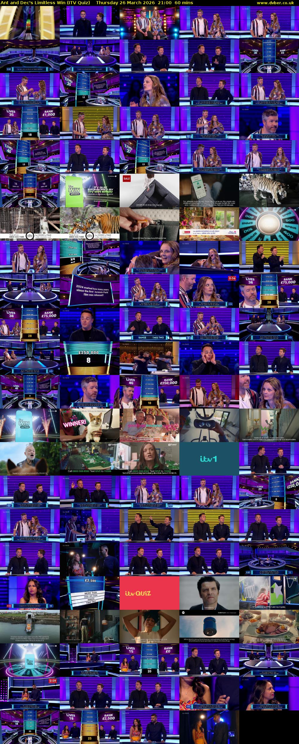 Ant and Dec's Limitless Win (ITV Quiz) Thursday 26 March 2026 21:00 - 22:00
