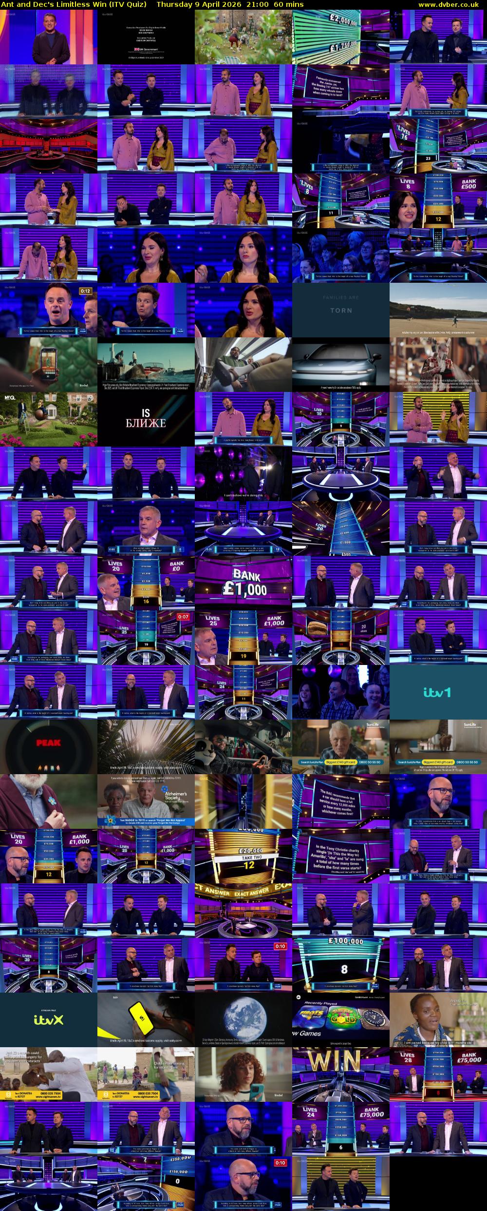 Ant and Dec's Limitless Win (ITV Quiz) Thursday 9 April 2026 21:00 - 22:00