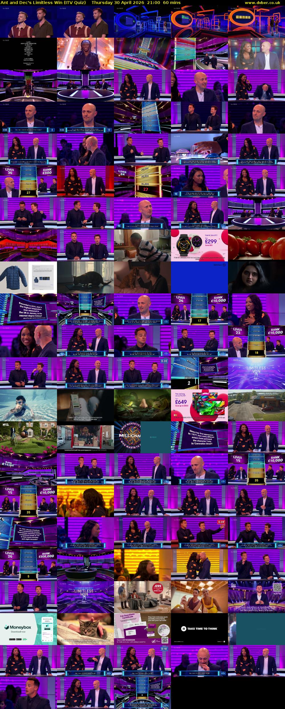 Ant and Dec's Limitless Win (ITV Quiz) Thursday 30 April 2026 21:00 - 22:00