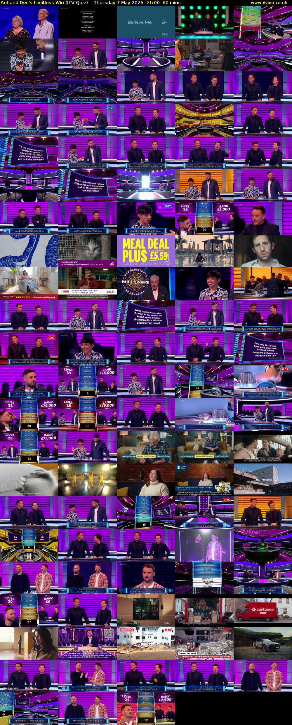 Ant and Dec's Limitless Win (ITV Quiz) Thursday 7 May 2026 21:00 - 22:00