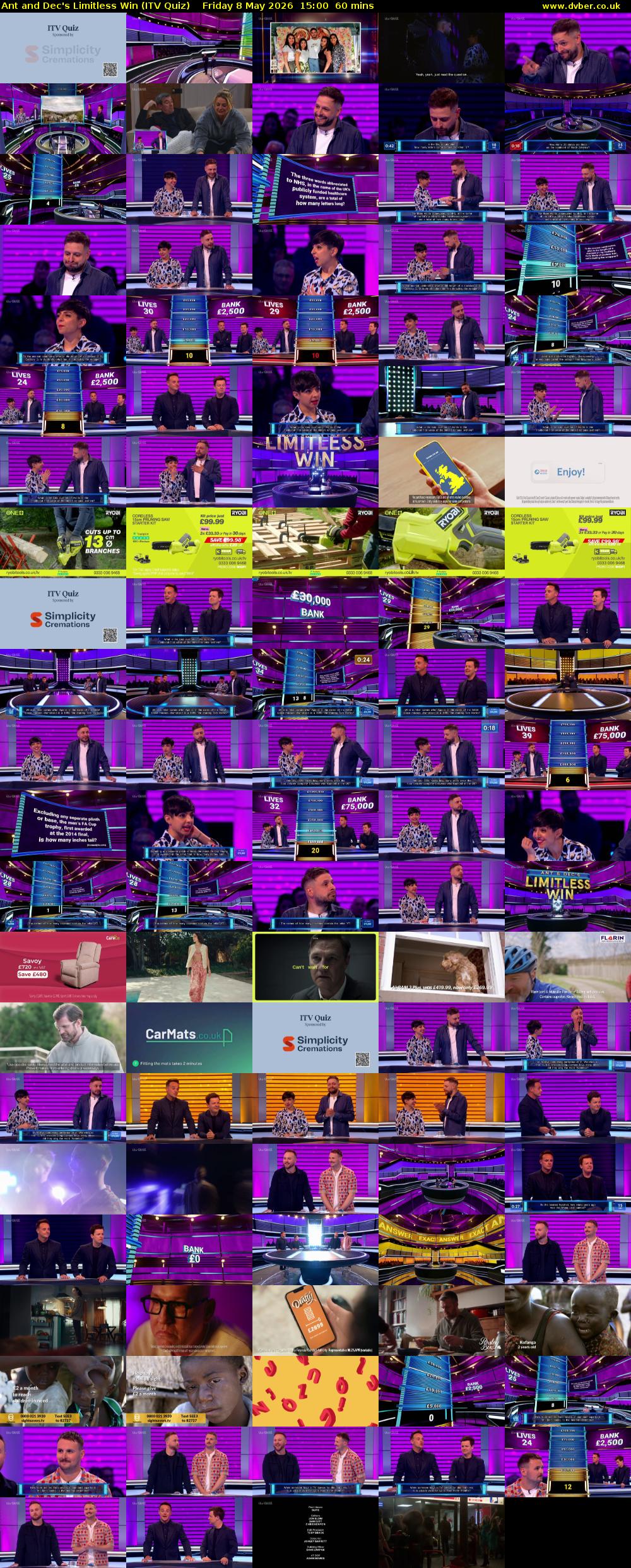 Ant and Dec's Limitless Win (ITV Quiz) Friday 8 May 2026 15:00 - 16:00