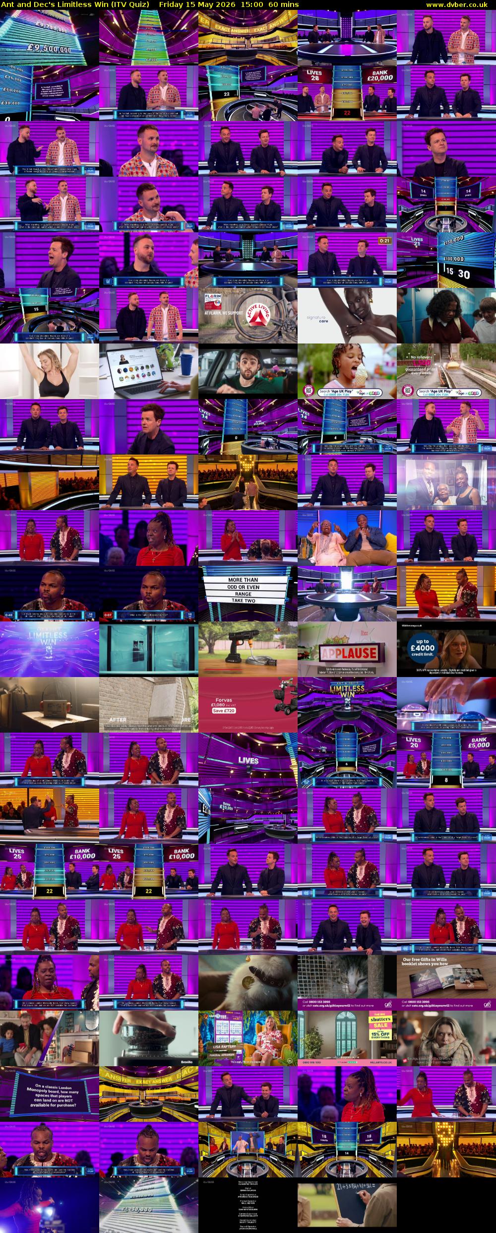 Ant and Dec's Limitless Win (ITV Quiz) Friday 15 May 2026 15:00 - 16:00