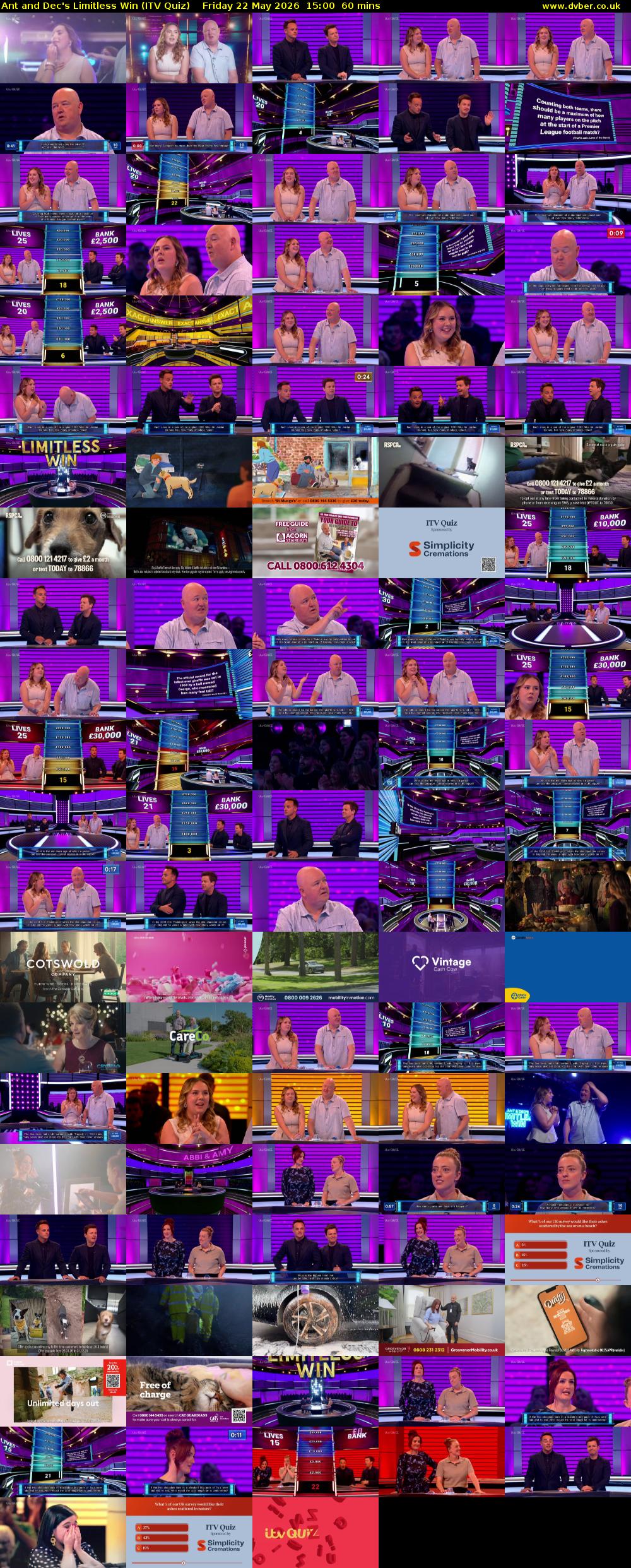 Ant and Dec's Limitless Win (ITV Quiz) Friday 22 May 2026 15:00 - 16:00