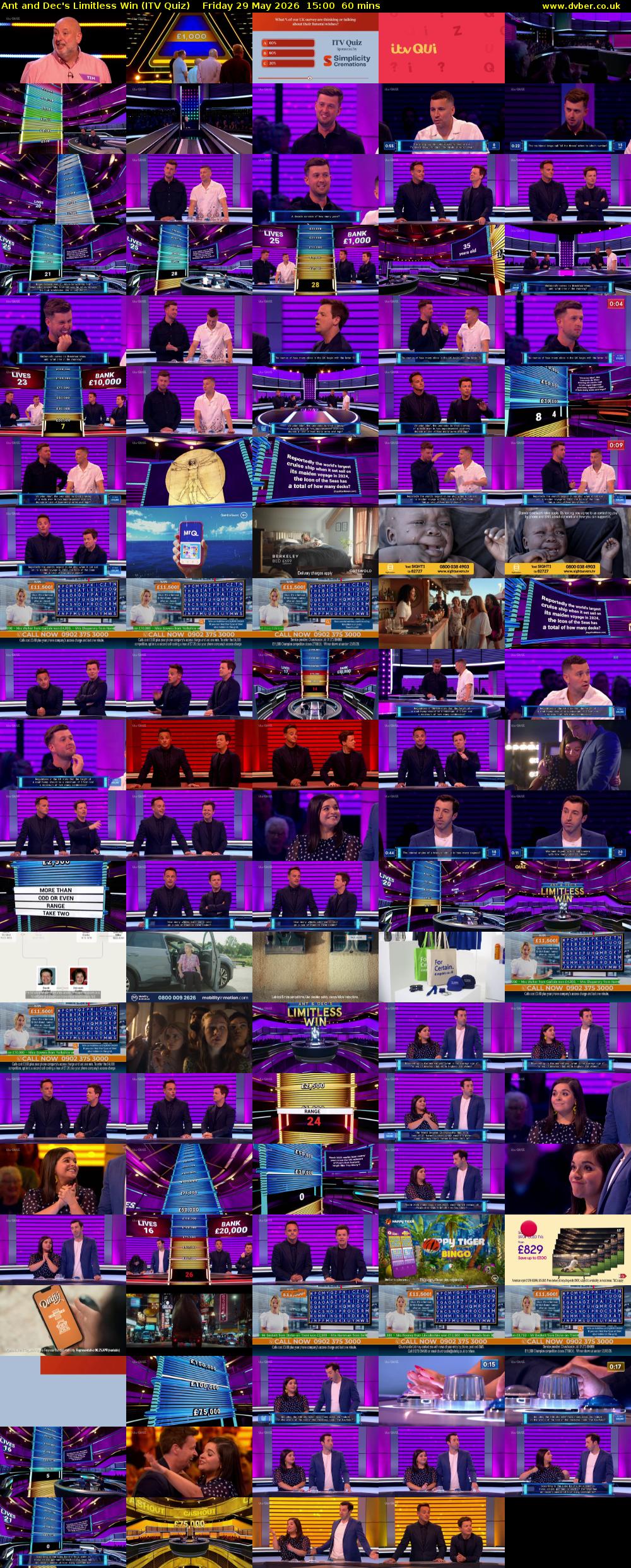 Ant and Dec's Limitless Win (ITV Quiz) Friday 29 May 2026 15:00 - 16:00