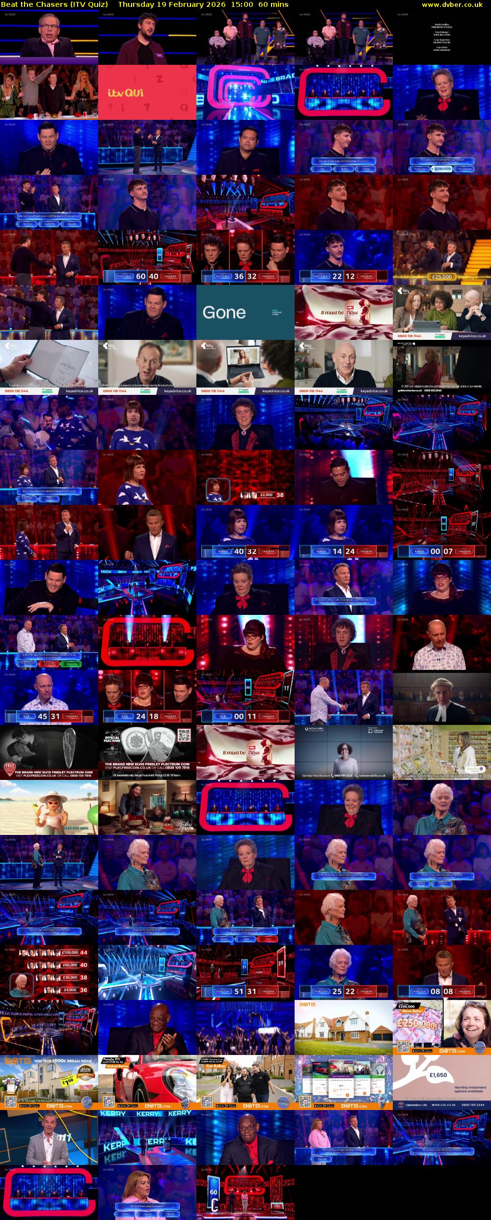 Beat the Chasers (ITV Quiz) Thursday 19 February 2026 15:00 - 16:00