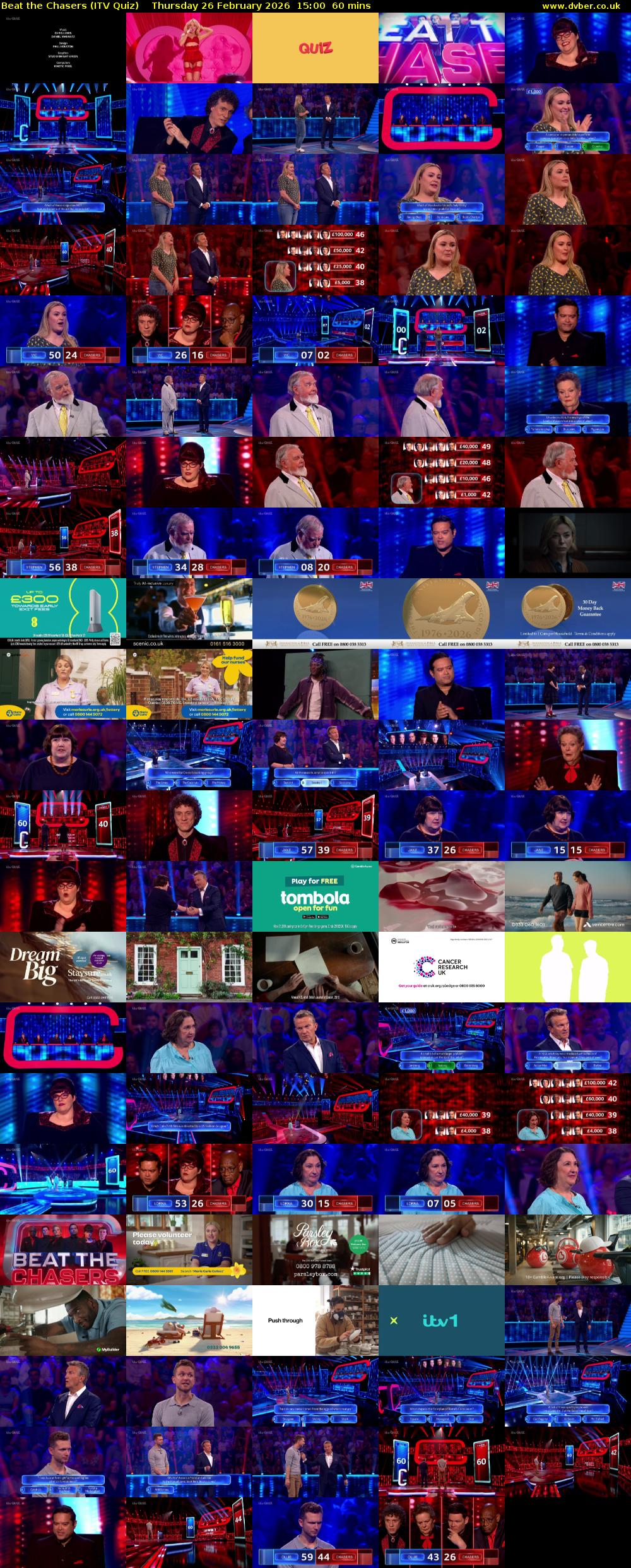 Beat the Chasers (ITV Quiz) Thursday 26 February 2026 15:00 - 16:00