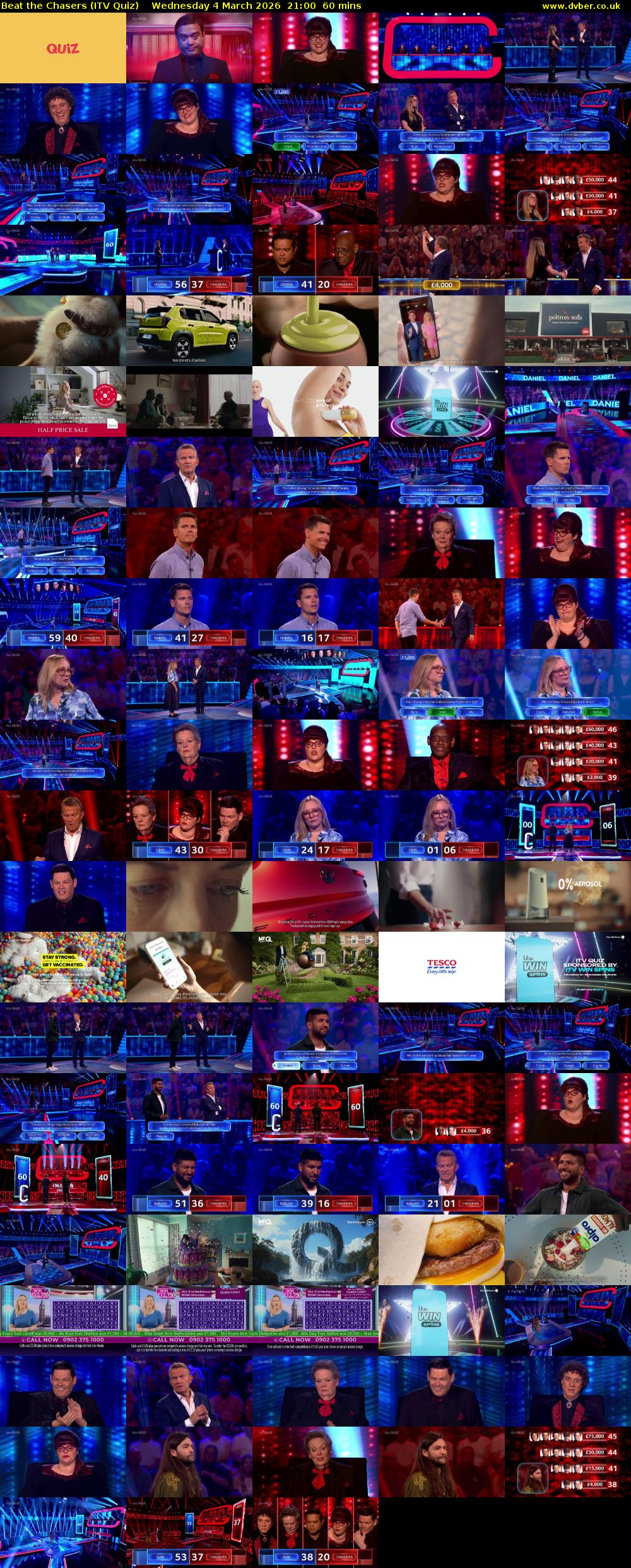Beat the Chasers (ITV Quiz) Wednesday 4 March 2026 21:00 - 22:00