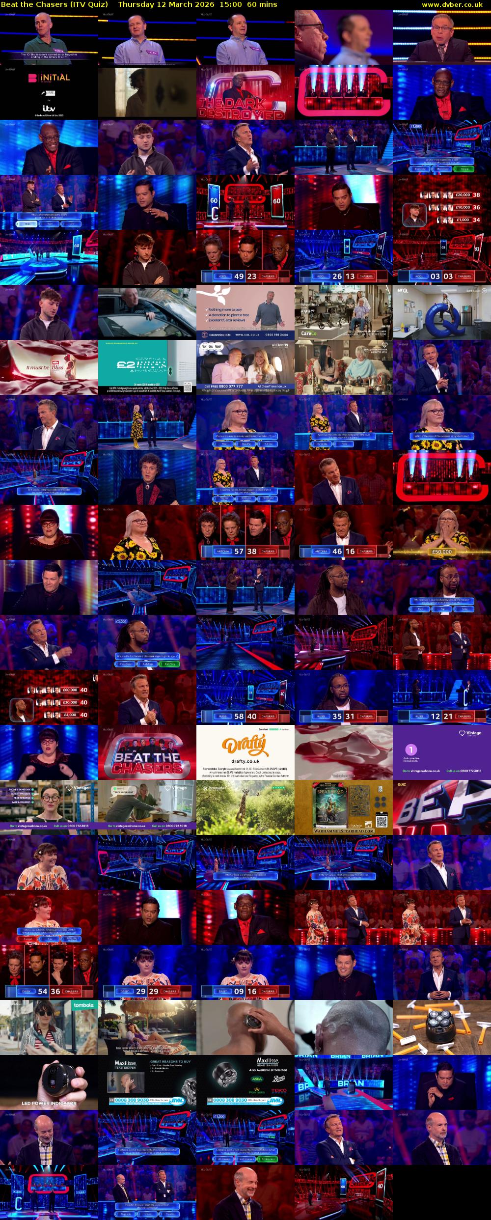 Beat the Chasers (ITV Quiz) Thursday 12 March 2026 15:00 - 16:00