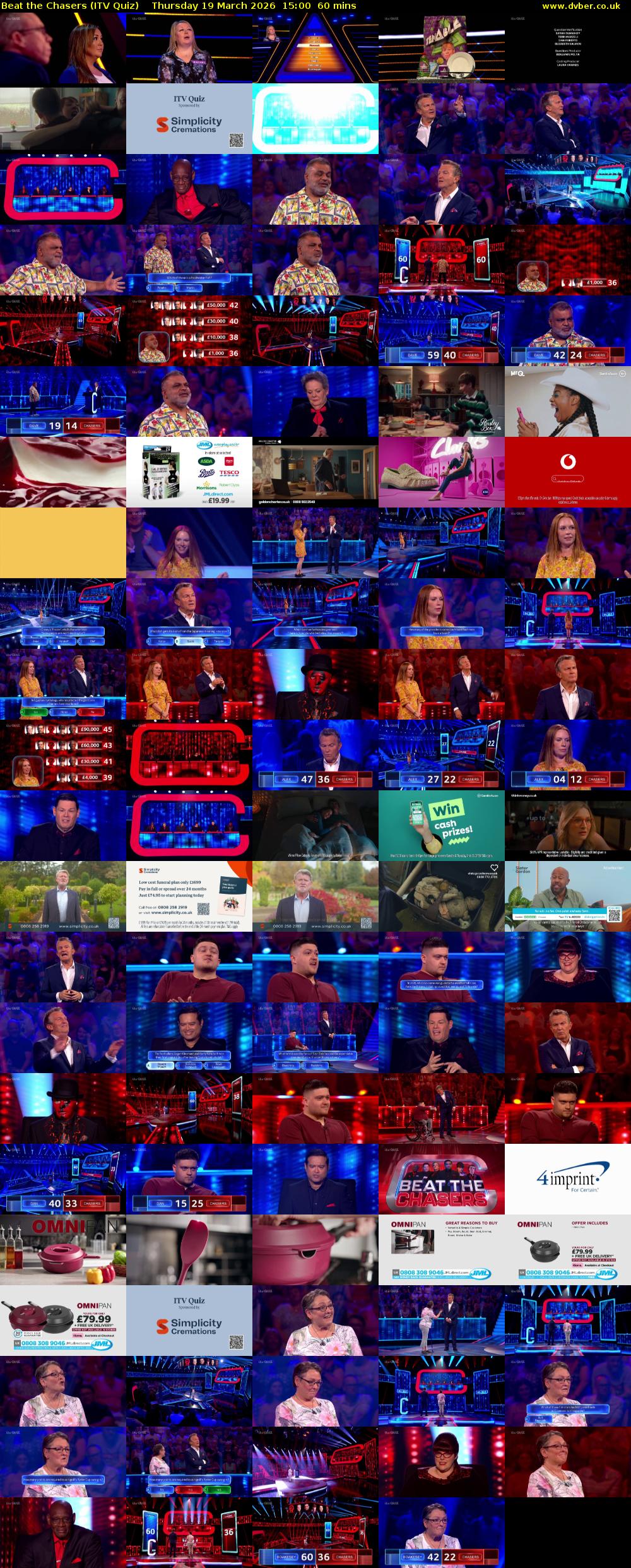 Beat the Chasers (ITV Quiz) Thursday 19 March 2026 15:00 - 16:00