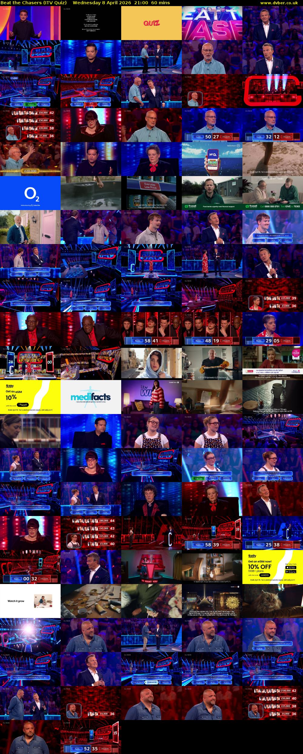 Beat the Chasers (ITV Quiz) Wednesday 8 April 2026 21:00 - 22:00