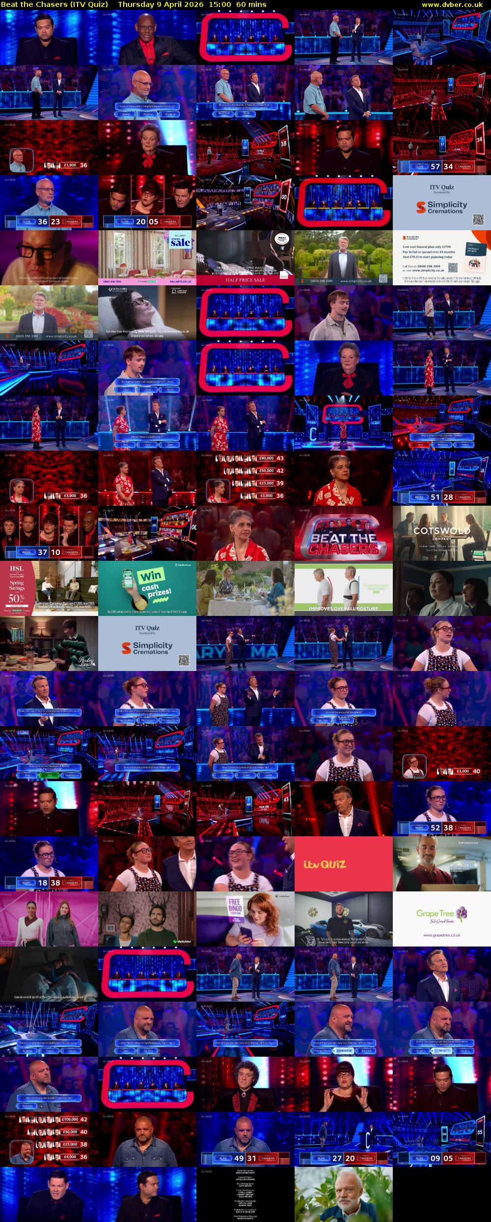 Beat the Chasers (ITV Quiz) Thursday 9 April 2026 15:00 - 16:00