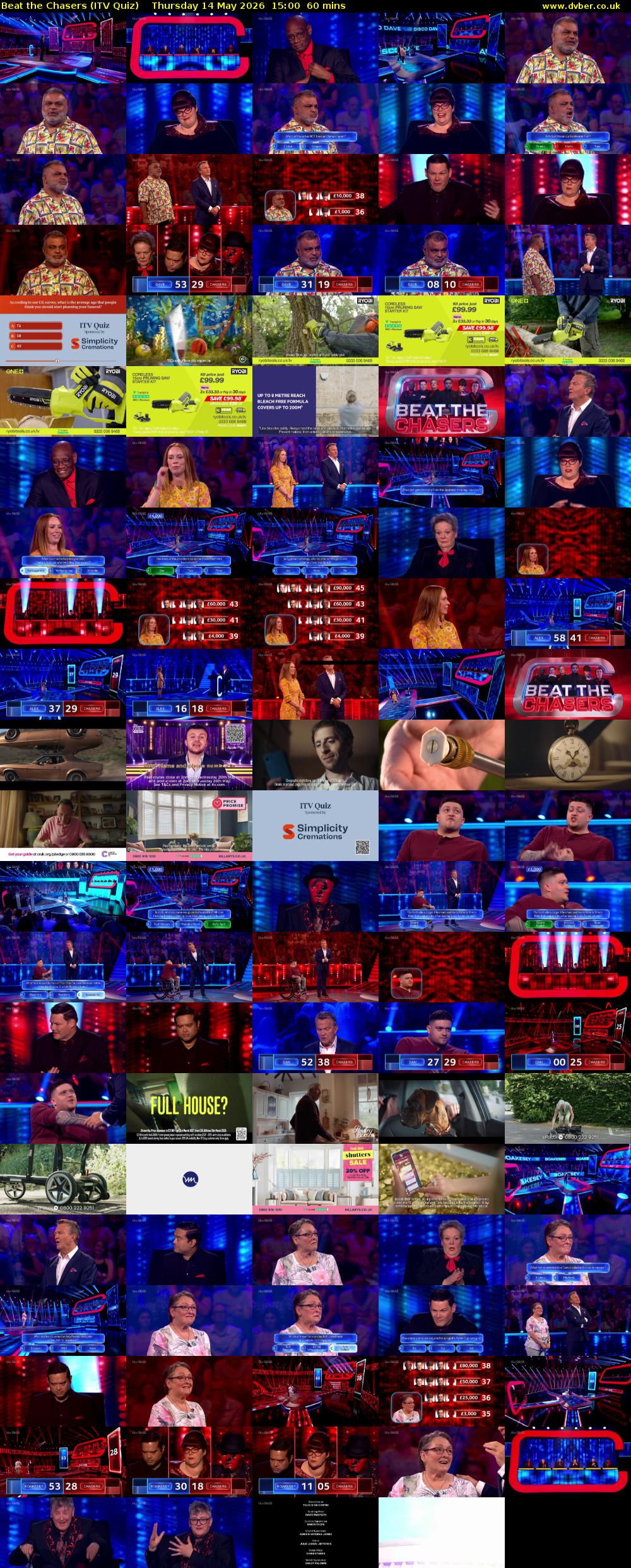 Beat the Chasers (ITV Quiz) Thursday 14 May 2026 15:00 - 16:00