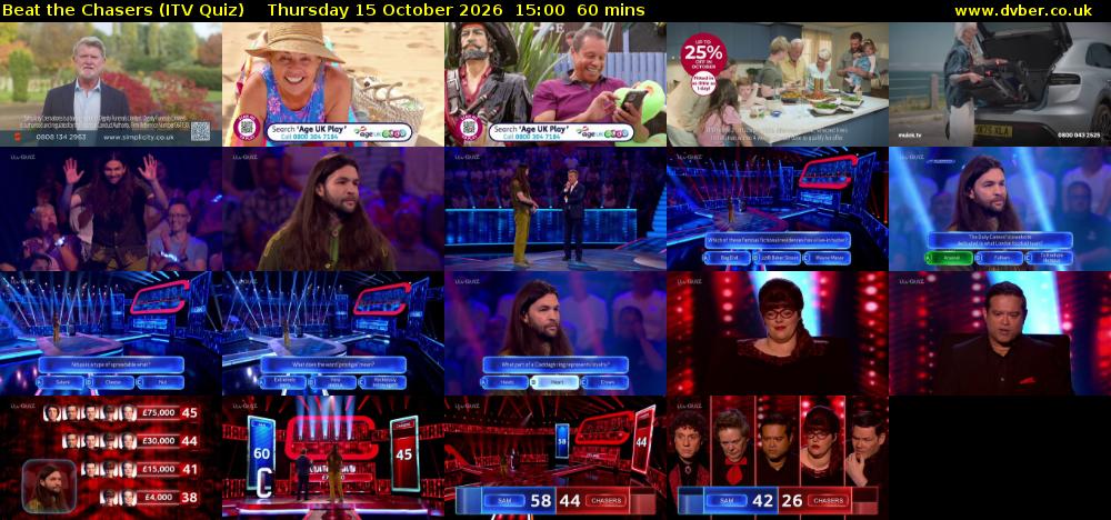 Beat the Chasers (ITV Quiz) Thursday 15 October 2026 15:00 - 16:00
