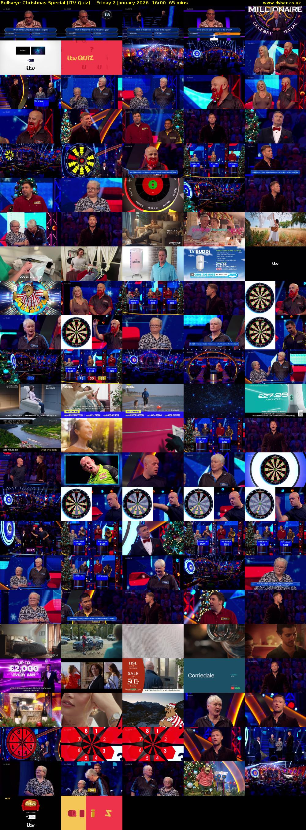Bullseye Christmas Special (ITV Quiz) Friday 2 January 2026 16:00 - 17:05