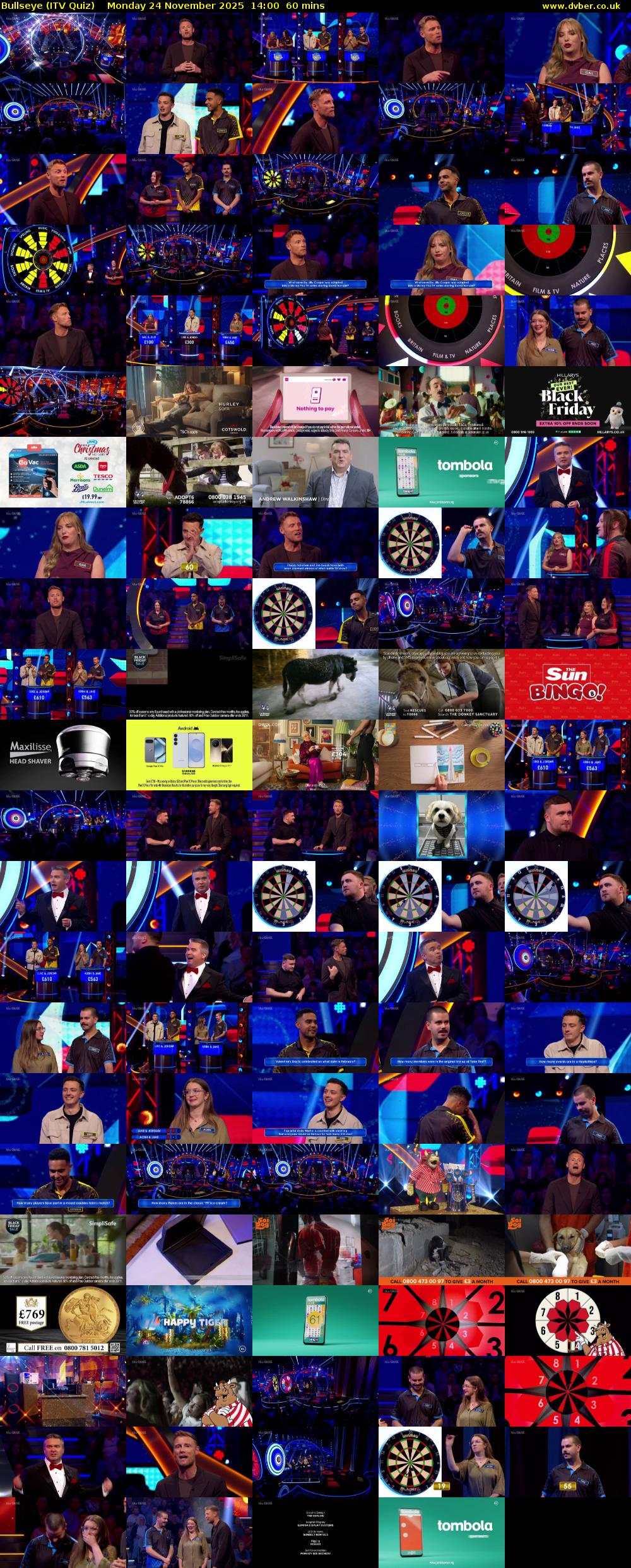 Bullseye (ITV Quiz) Monday 24 November 2025 14:00 - 15:00