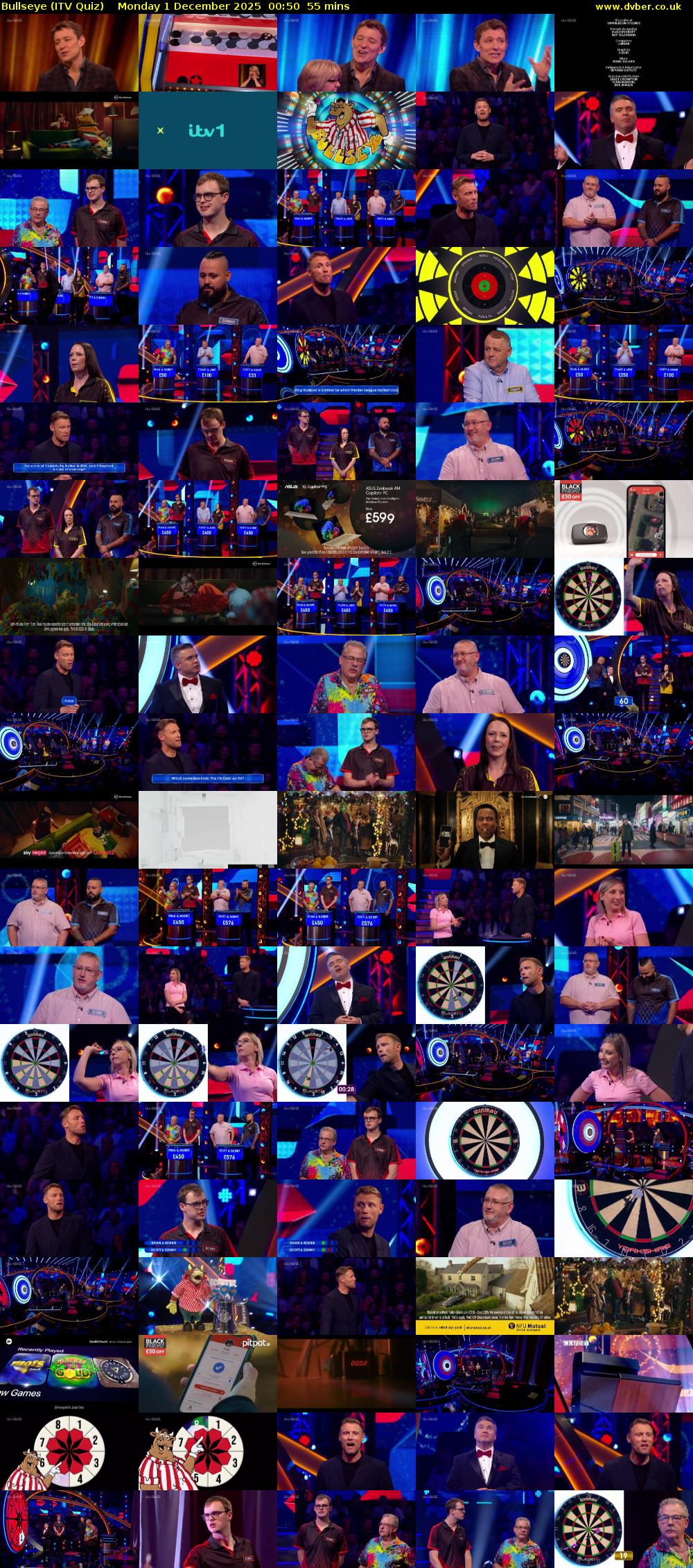 Bullseye (ITV Quiz) Monday 1 December 2025 00:50 - 01:45