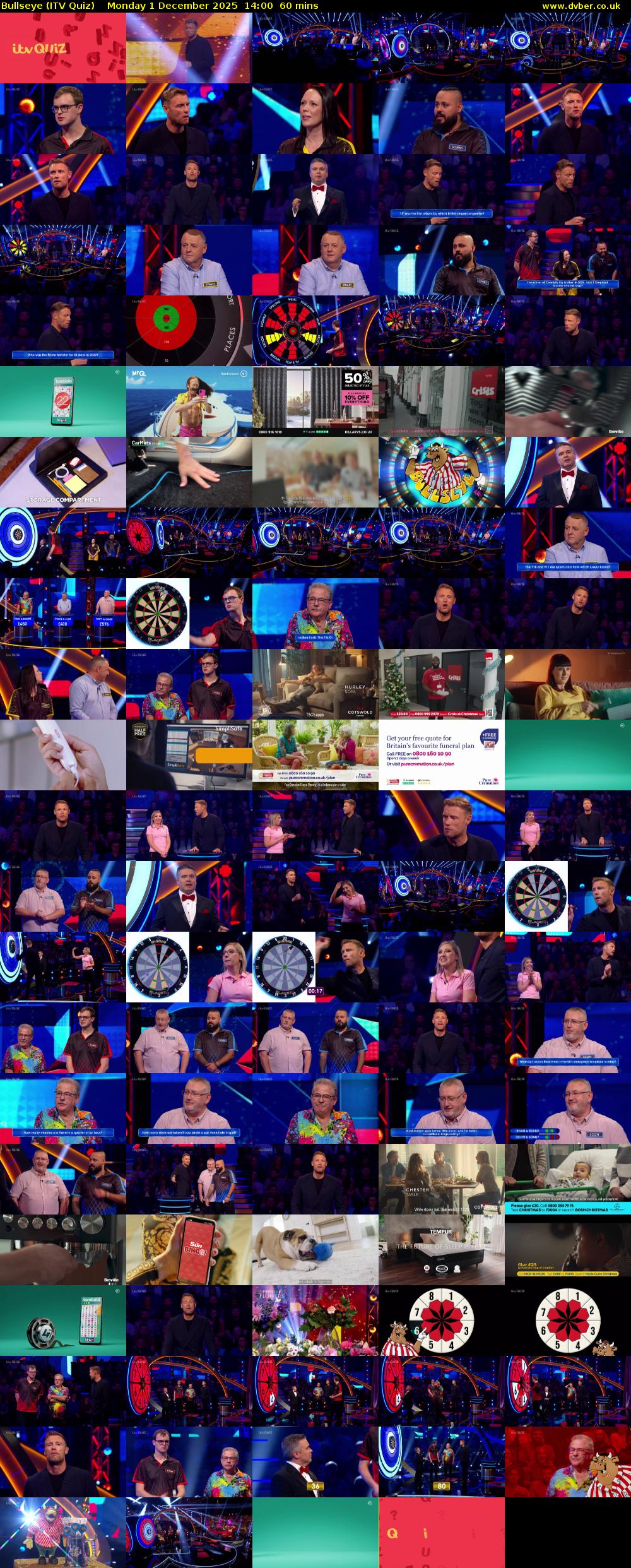 Bullseye (ITV Quiz) Monday 1 December 2025 14:00 - 15:00