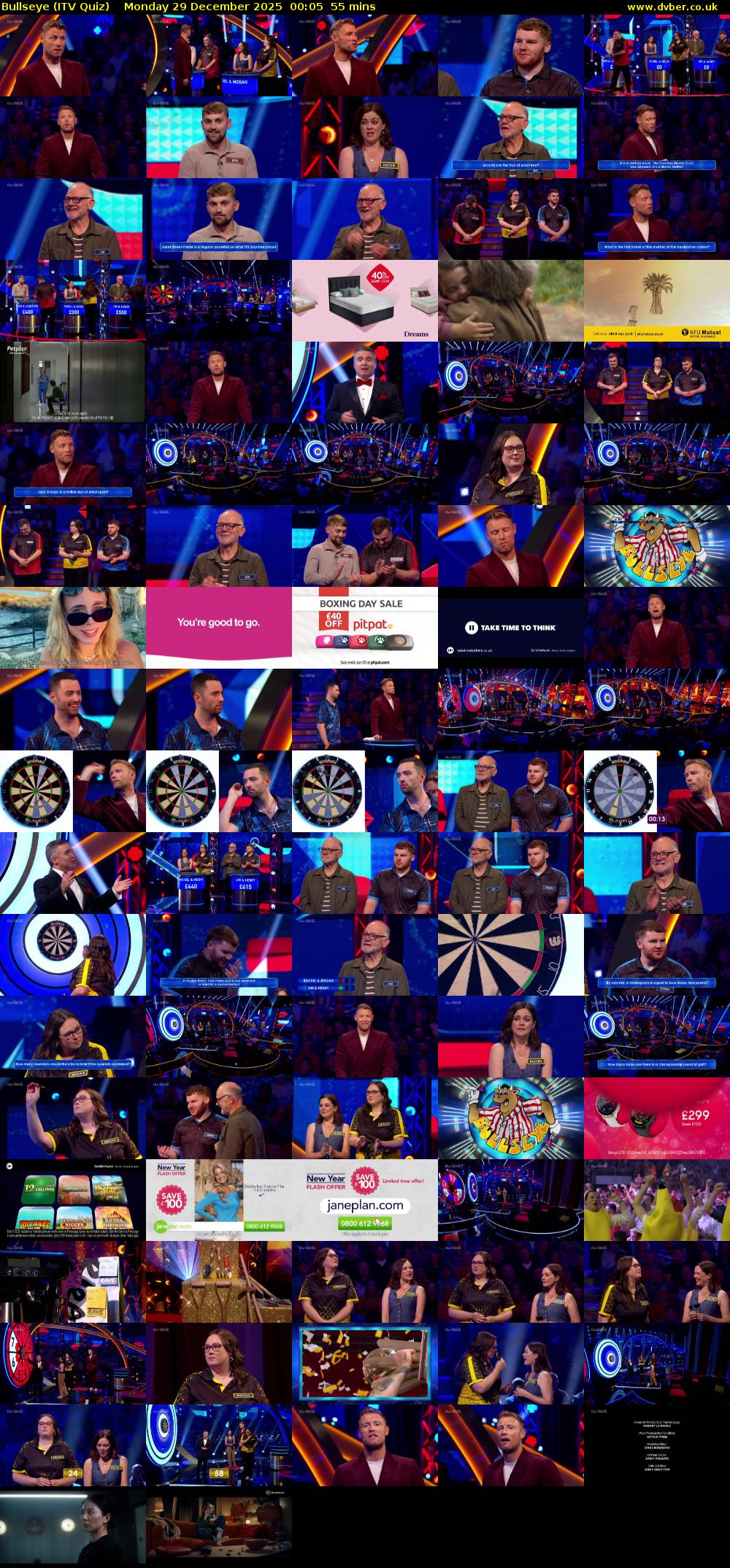 Bullseye (ITV Quiz) Monday 29 December 2025 00:05 - 01:00