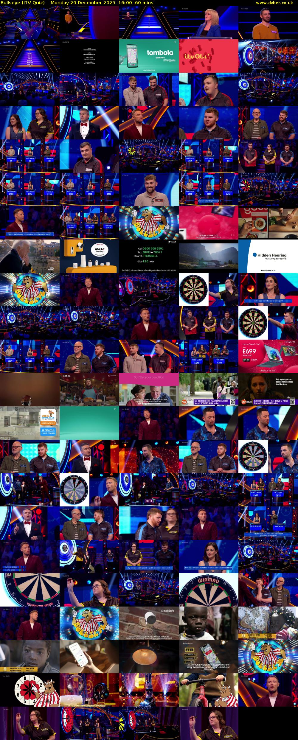 Bullseye (ITV Quiz) Monday 29 December 2025 16:00 - 17:00