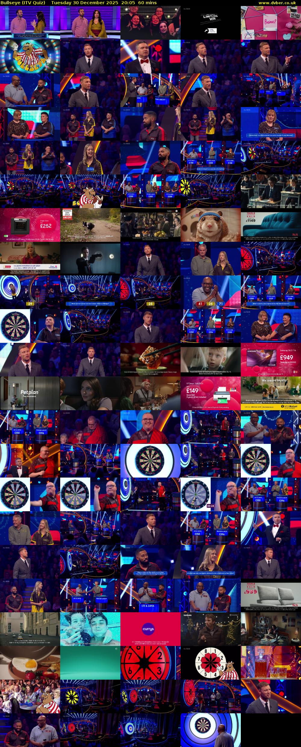 Bullseye (ITV Quiz) Tuesday 30 December 2025 20:05 - 21:05